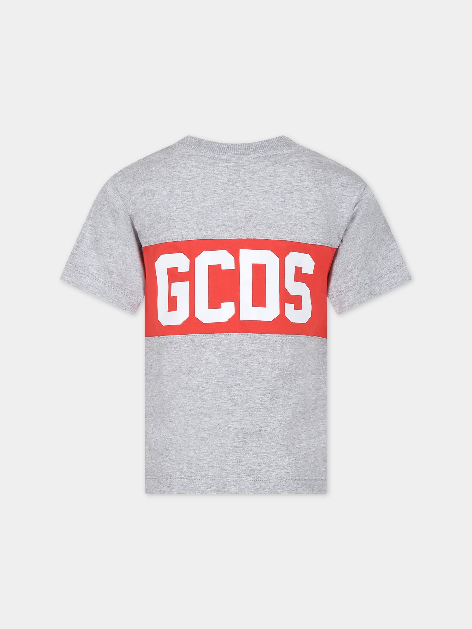 T-shirt grigia per bambini con logo,Gcds Kids,DNM005 LAA22 60926