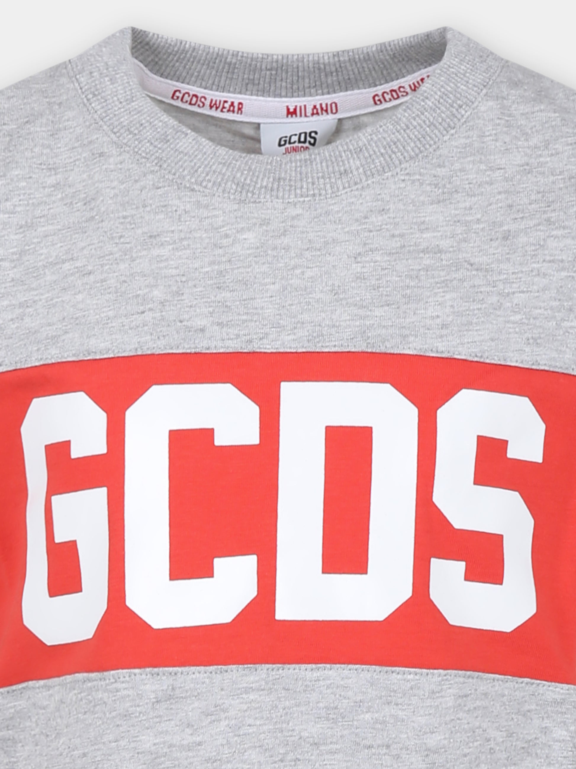 T-shirt grigia per bambini con logo,Gcds Kids,DNM005 LAA22 60926