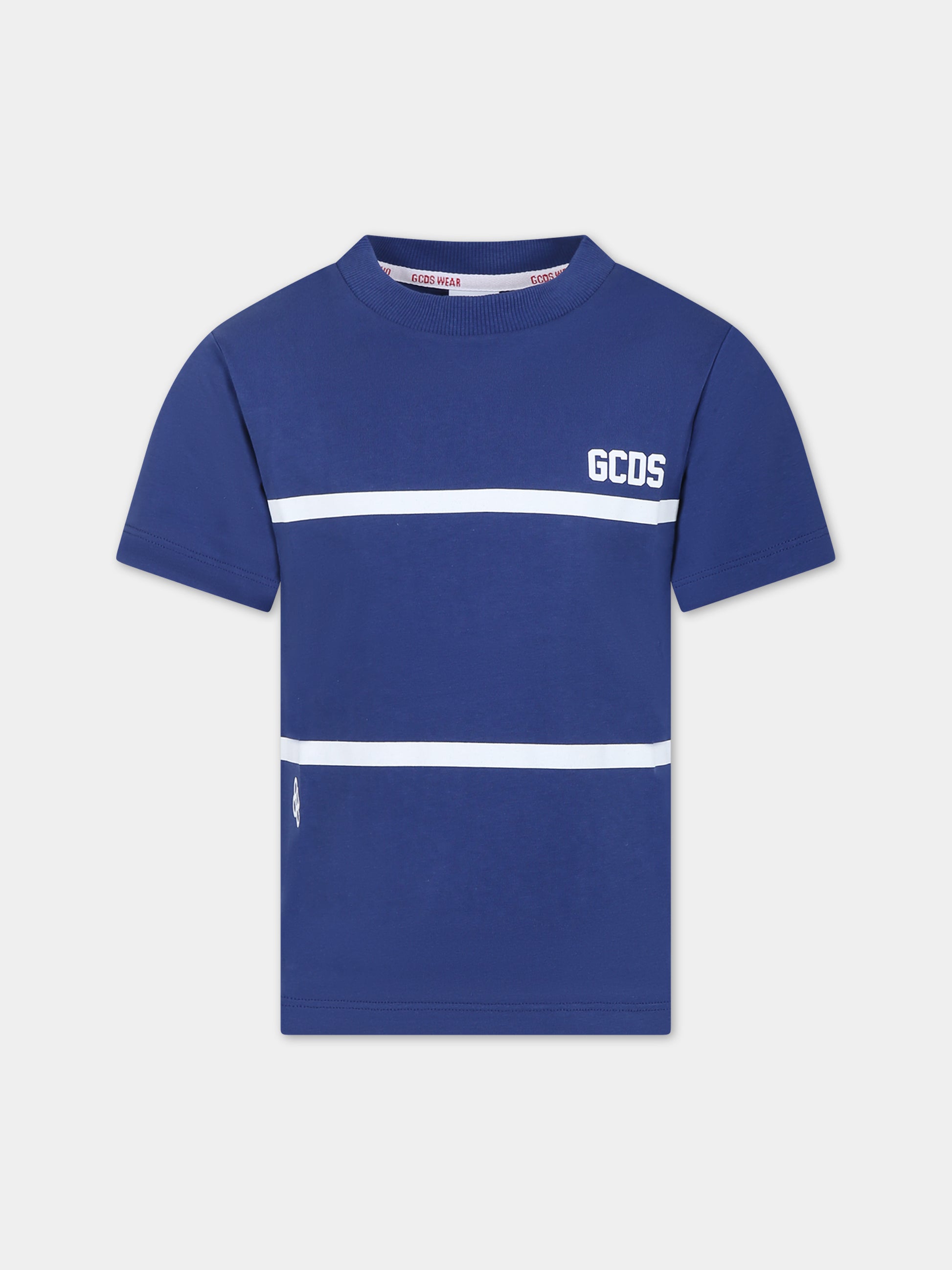 T-shirt blu per bambino con logo,Gcds Kids,DUM00I LAA29 40263