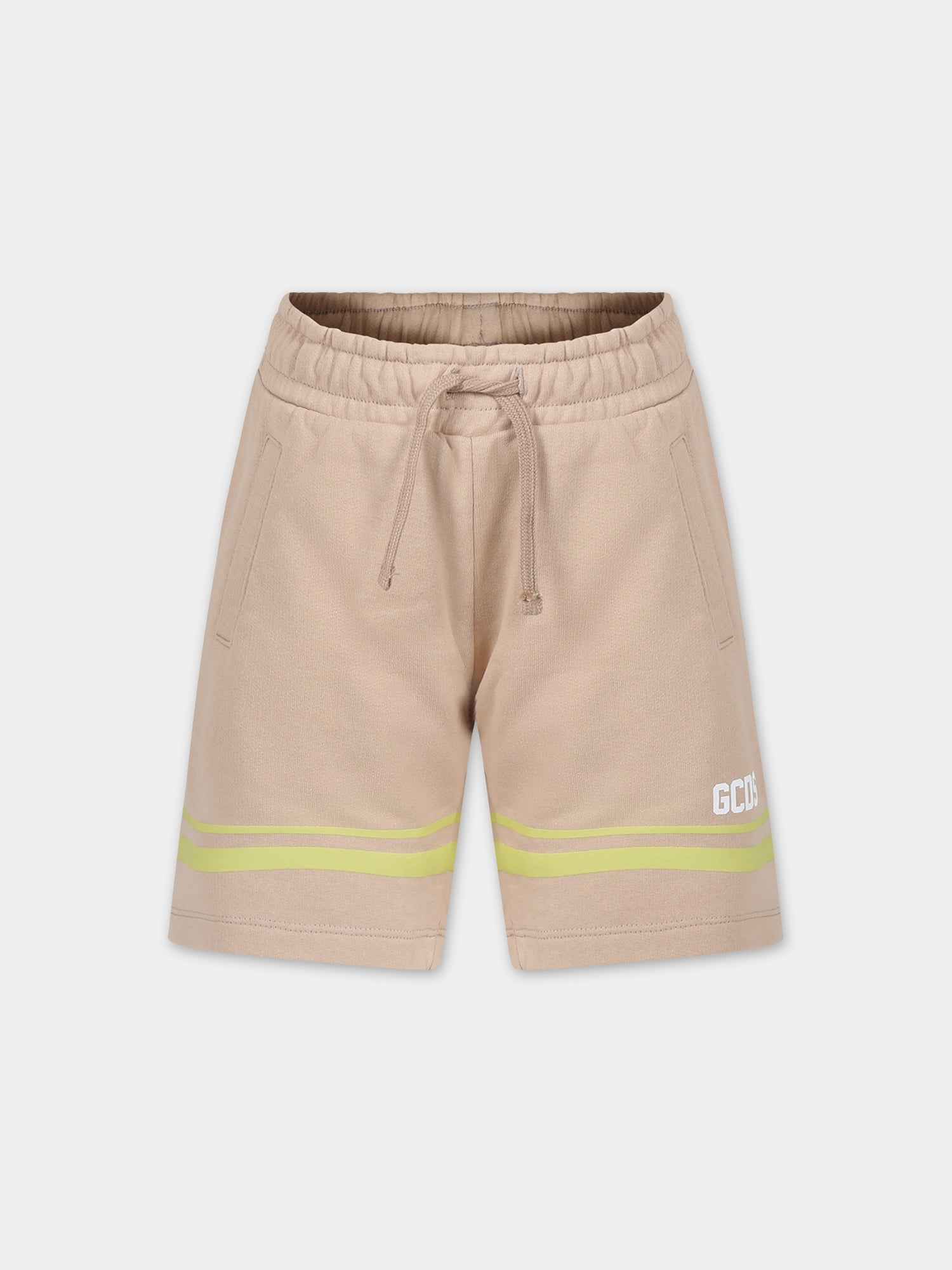 Shorts sportivi beige per bambino con logo,Gcds Kids,DNQ004 LCA52 20379