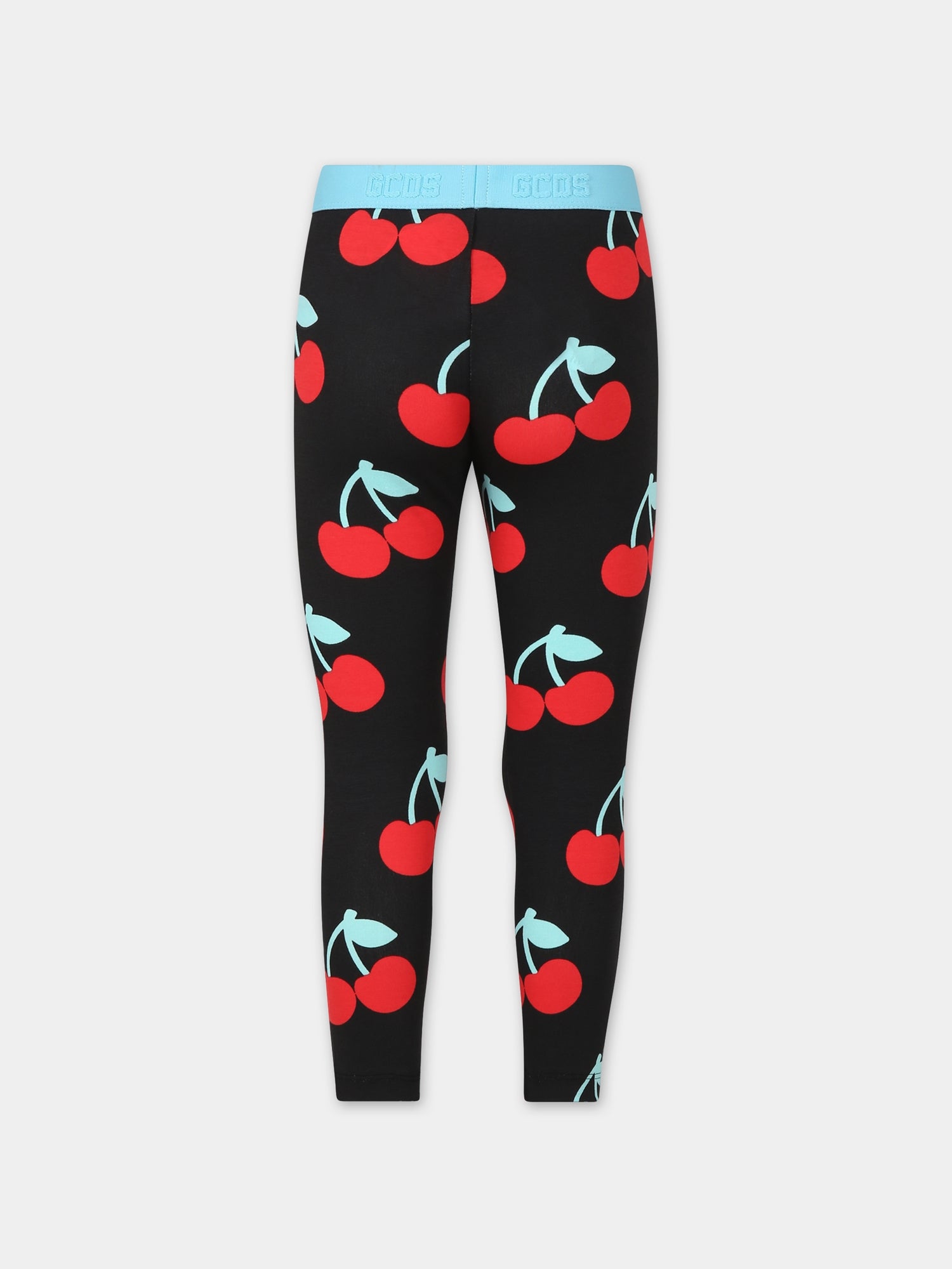 Leggings nero per bambina con ciliegie,Gcds Kids,DAP004 LBB0C 84342