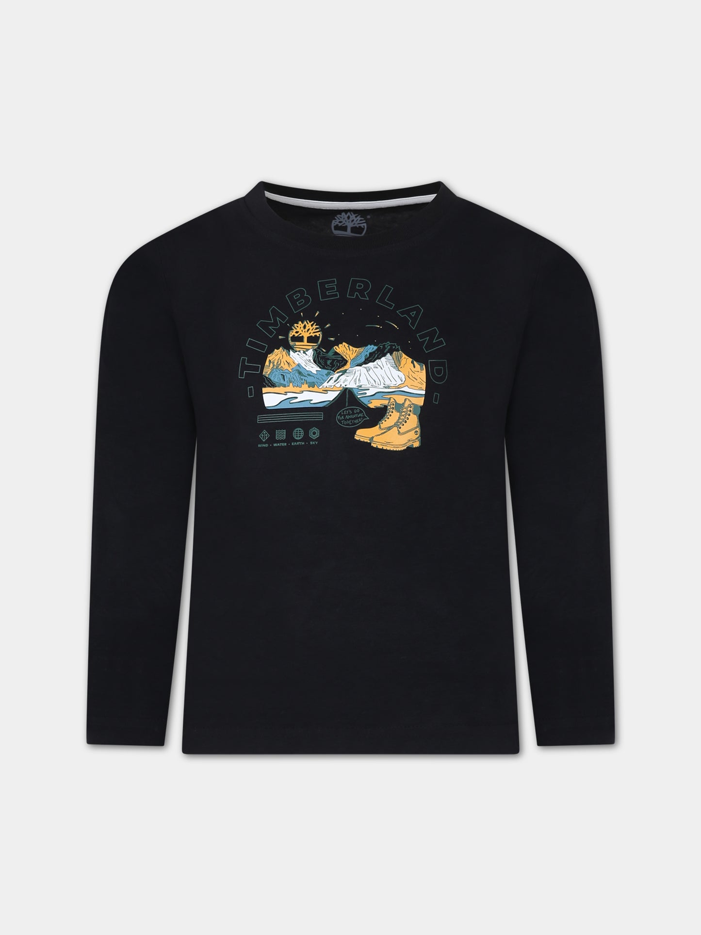 T-shirt nera per bambino con logo,Timberland,T25U32 09B