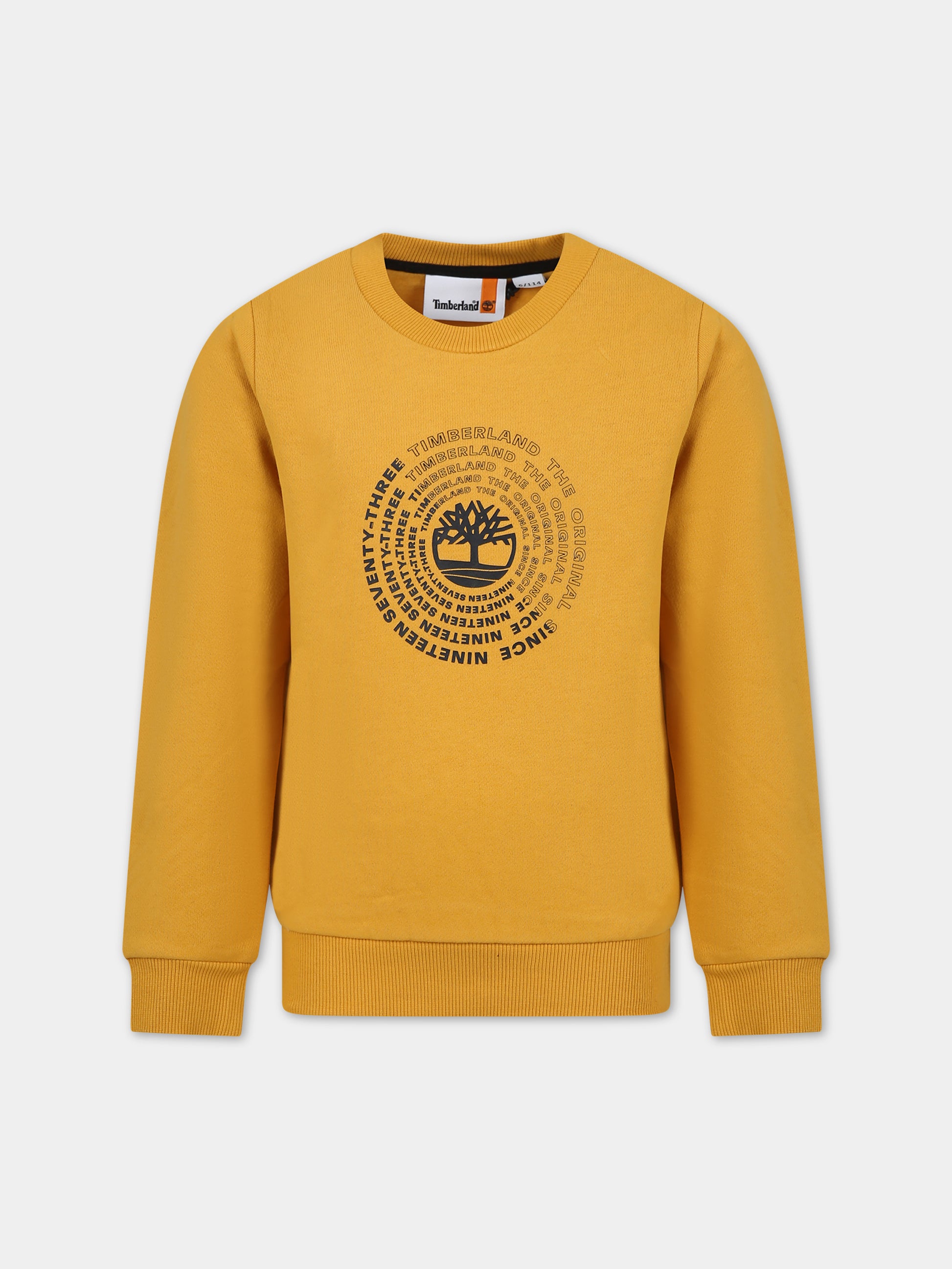 Felpa gialla per bambino con stampa,Timberland,T25U55 575