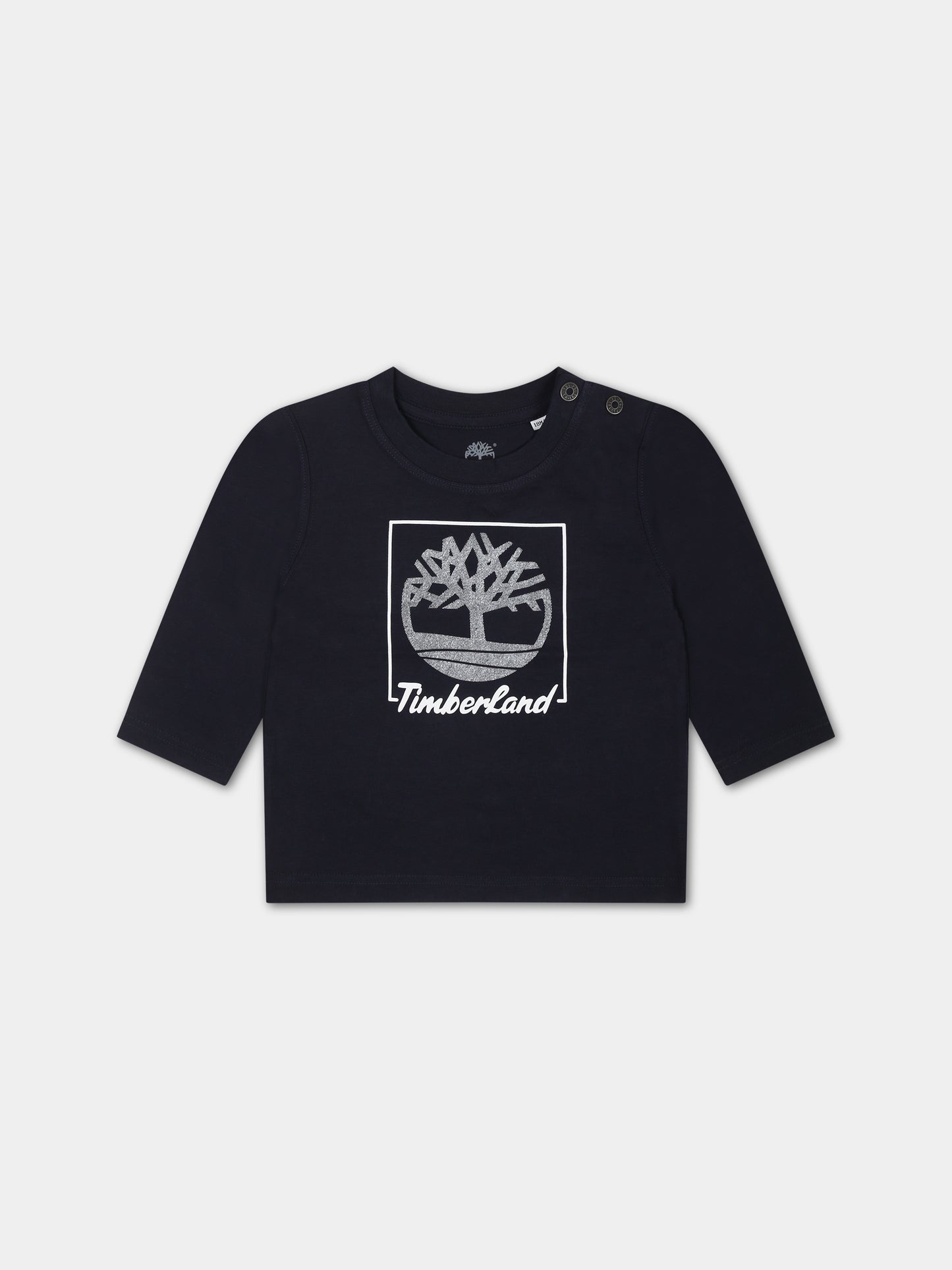 T-shirt blu per neonato con stampa logo,Timberland,T60002 857