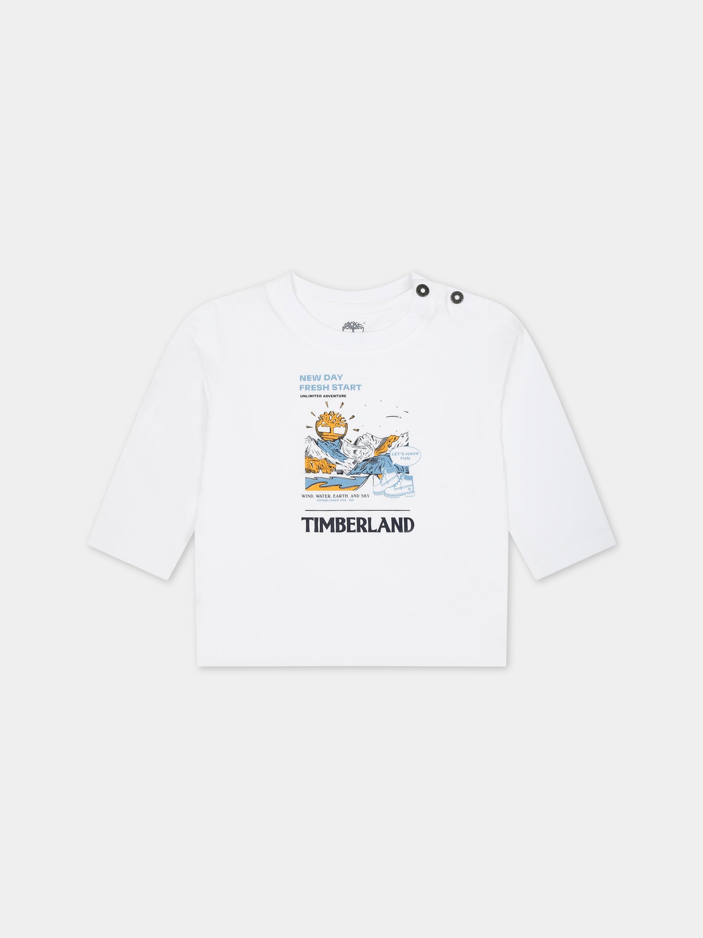 T-shirt bianca per neonato con stampa logo,Timberland,T60005 10P