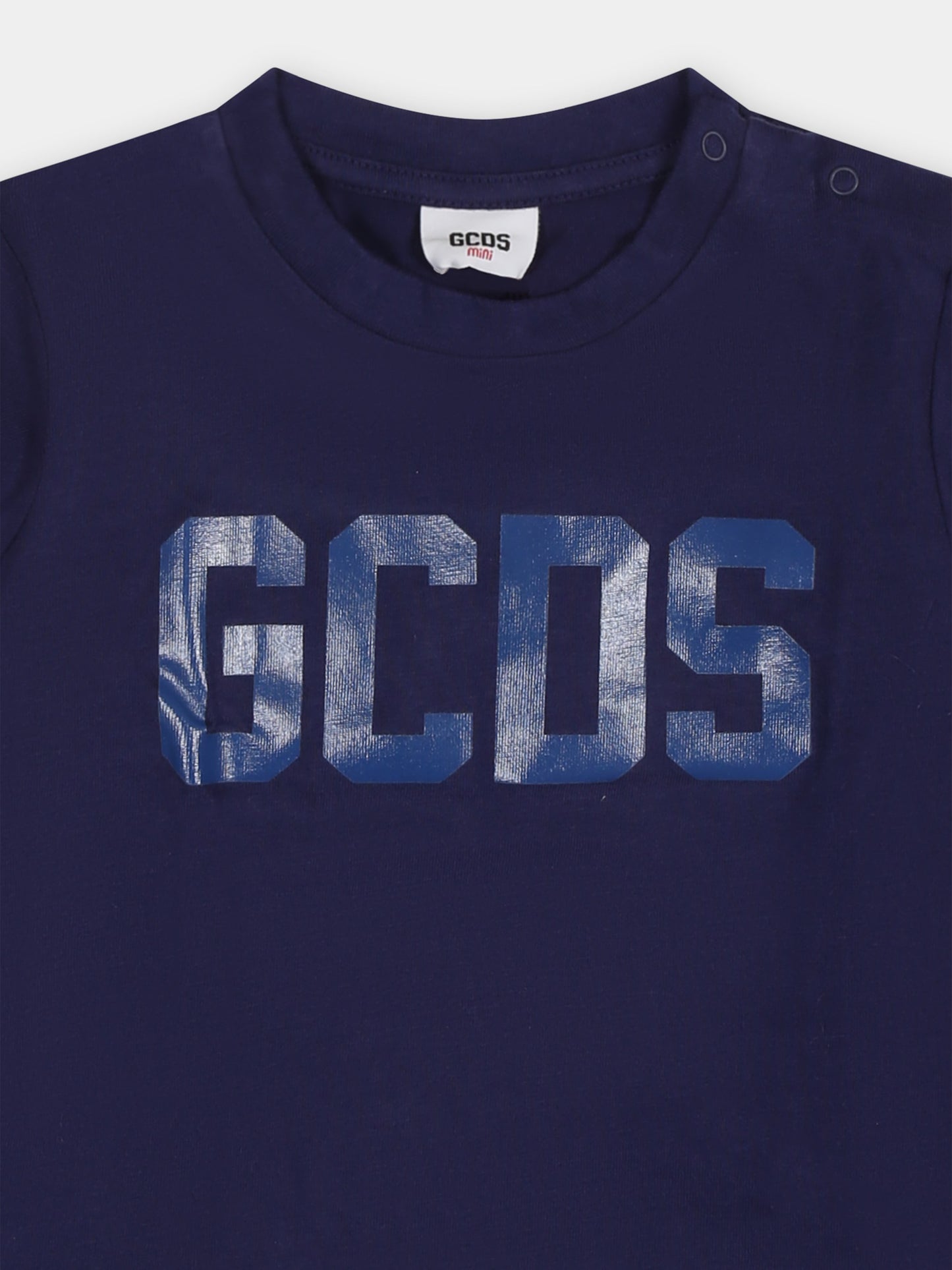 T-shirt blu per neonato con logo,Gcds Kids,GQO002 LAA01 40258