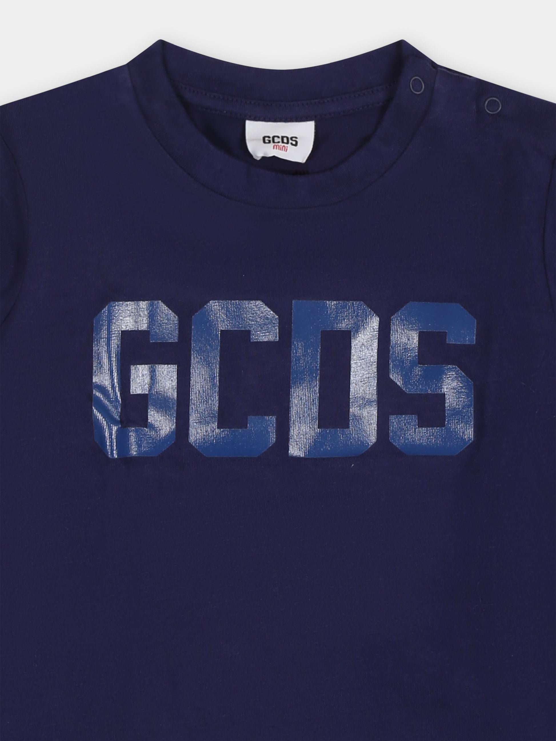 T-shirt blu per neonato con logo,Gcds Kids,GQO002 LAA01 40258