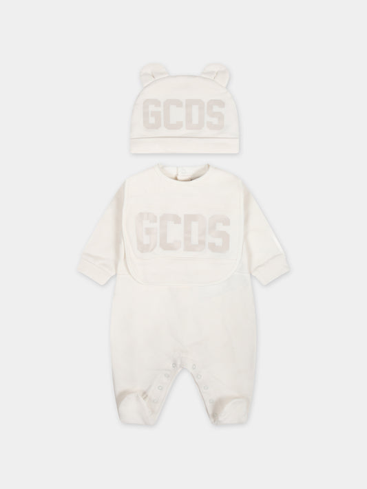 Set avorio per neonato con logo,Gcds Kids,GOY007 LDA26 10063