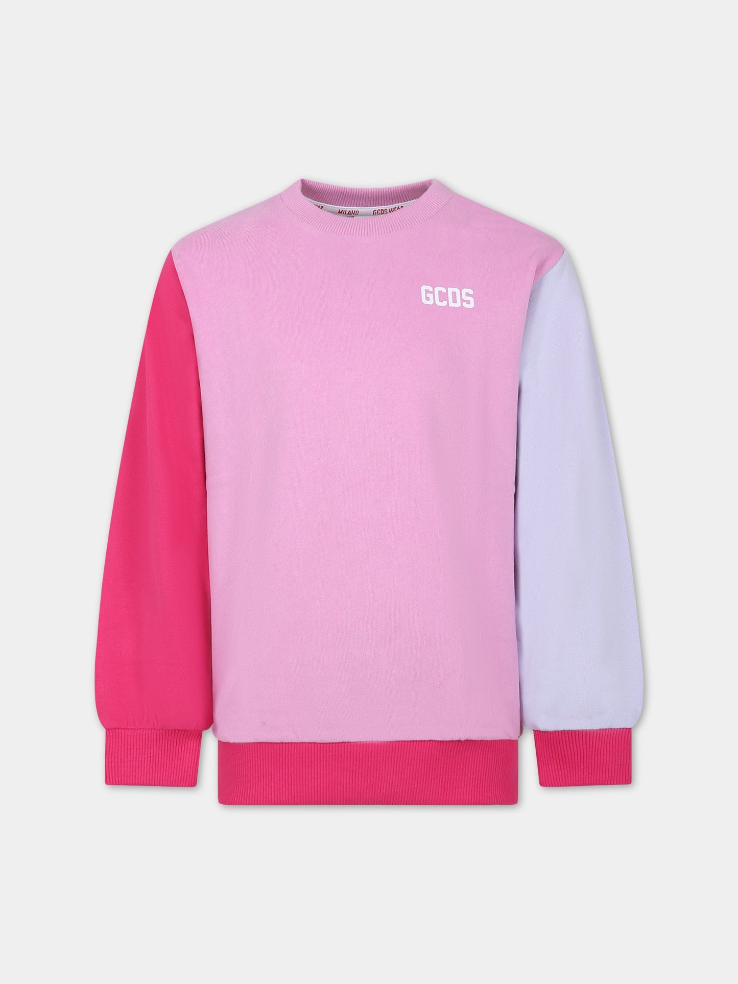 Felpa rosa per bambina con logo,Gcds Kids,DUF00P LCA14 88926