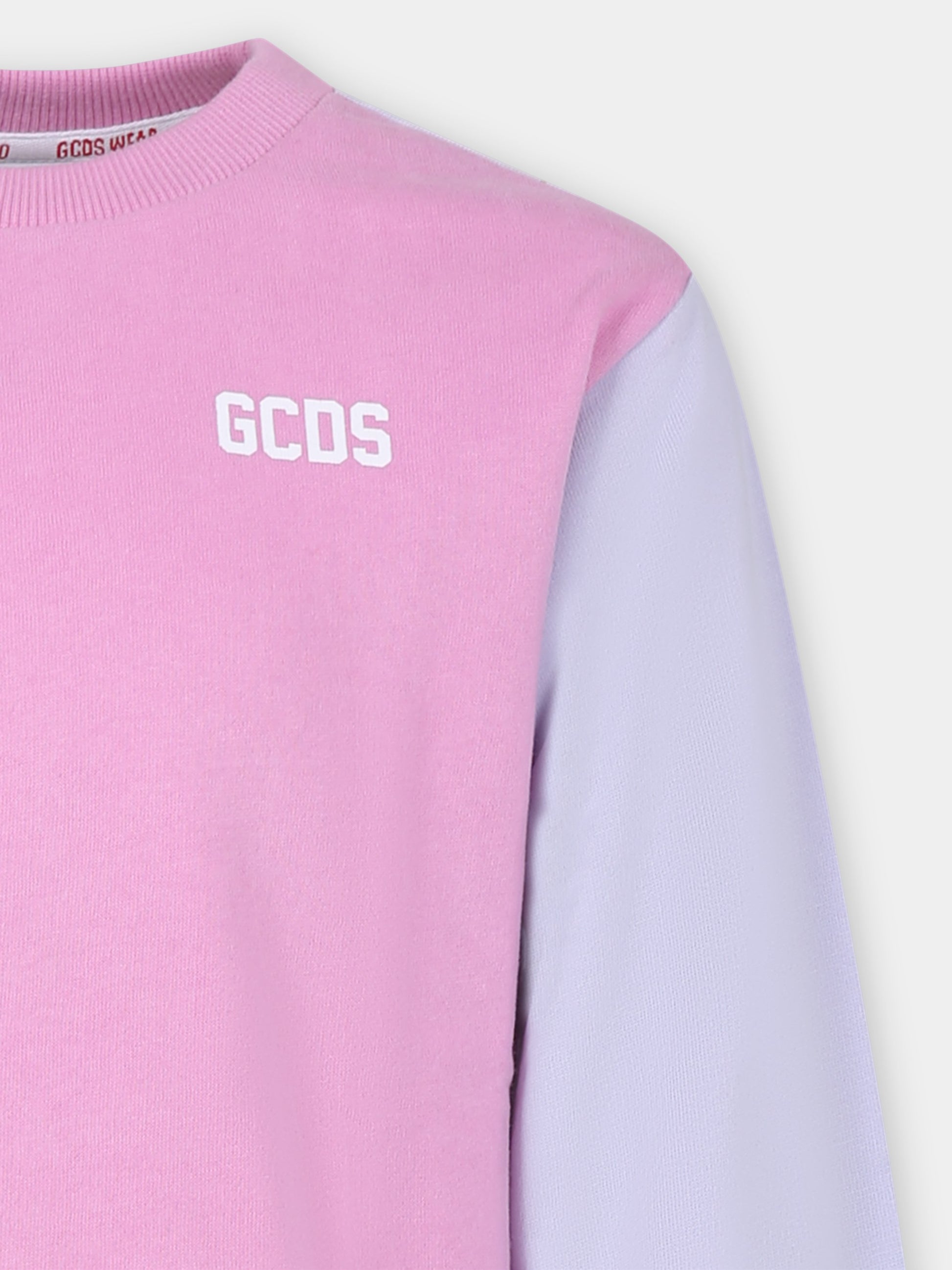 Felpa rosa per bambina con logo,Gcds Kids,DUF00P LCA14 88926
