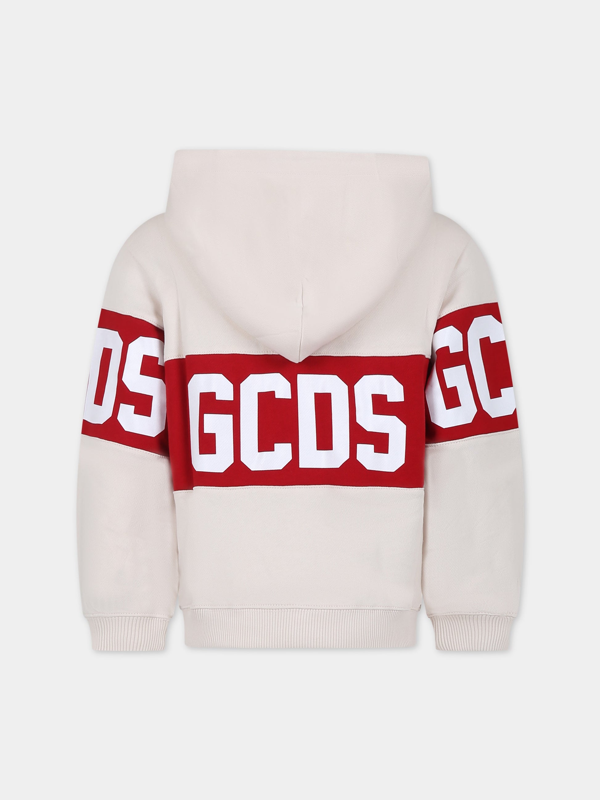 Felpa beige per bambini con logo,Gcds Kids,DOF004 LCA44 20325