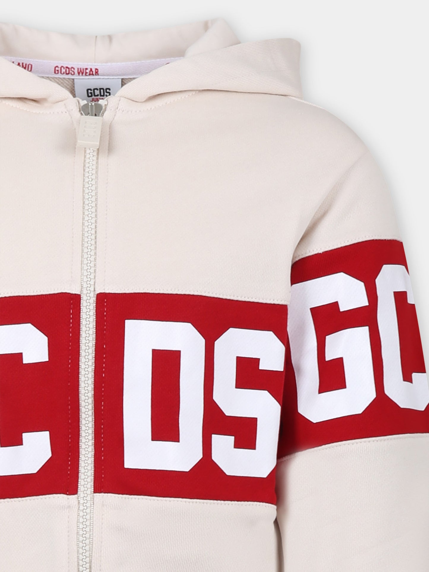 Felpa beige per bambini con logo,Gcds Kids,DOF004 LCA44 20325