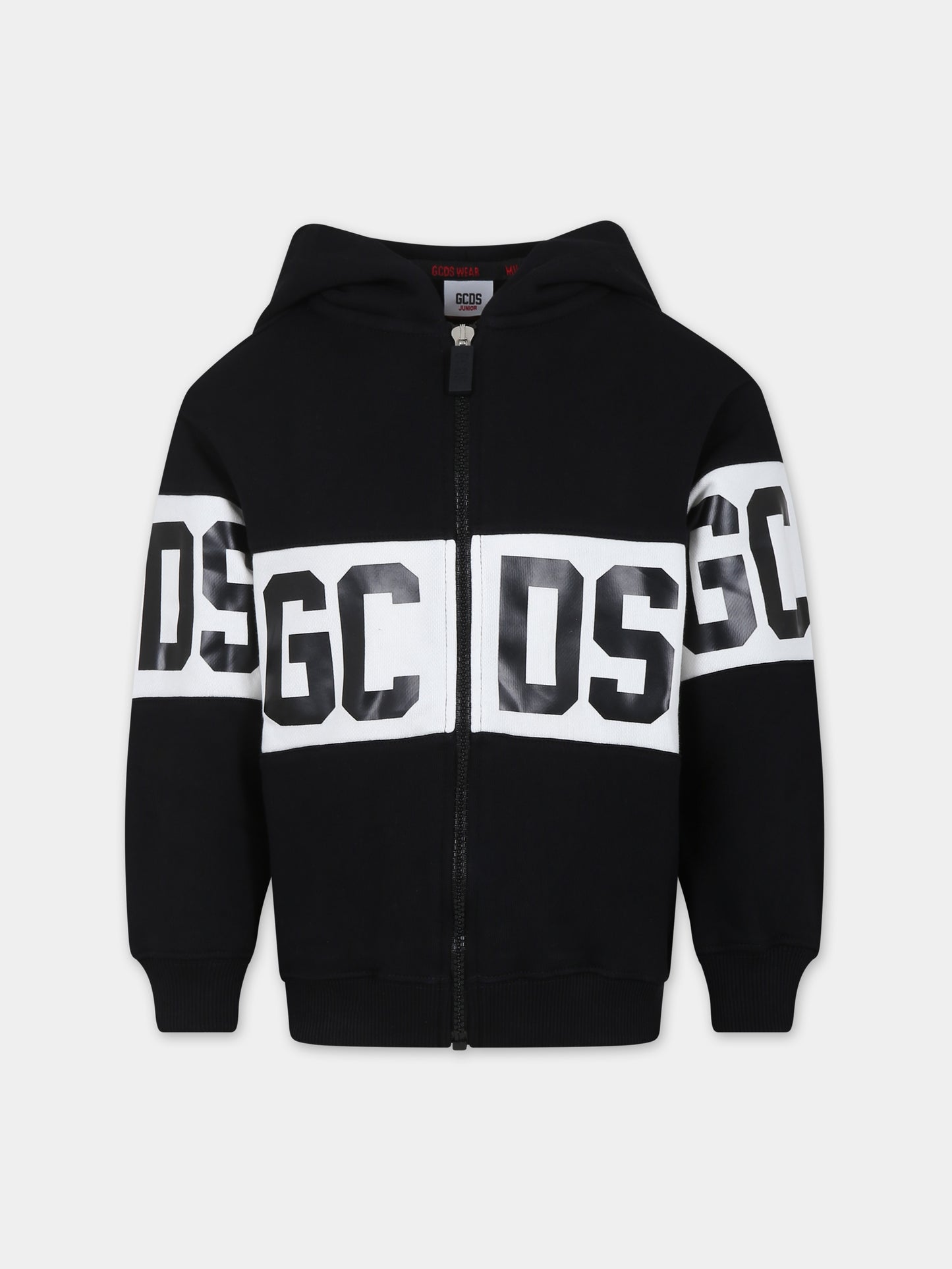 Felpa nera per bambini con logo,Gcds Kids,DOF004 LCA44 60100