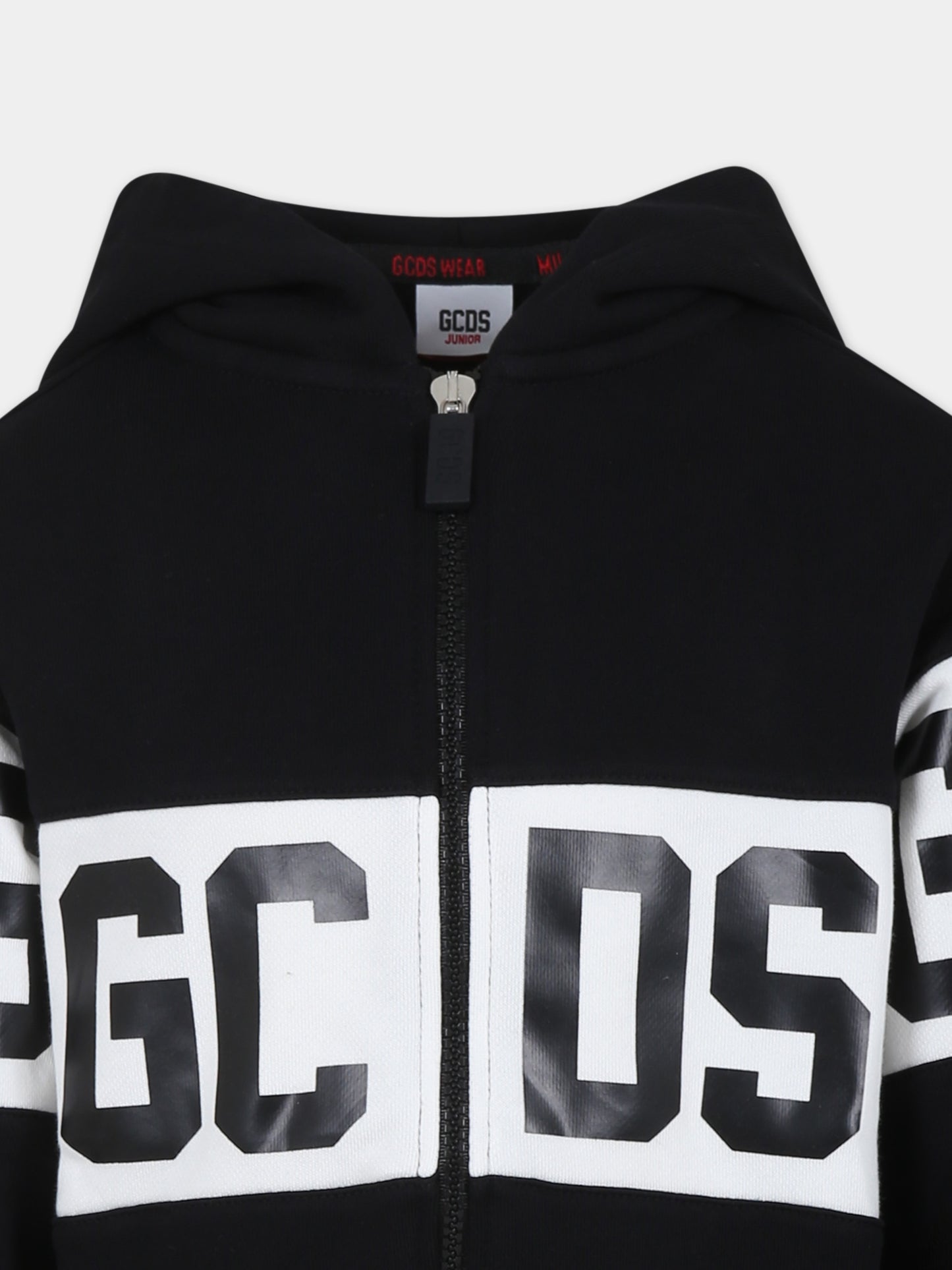 Felpa nera per bambini con logo,Gcds Kids,DOF004 LCA44 60100