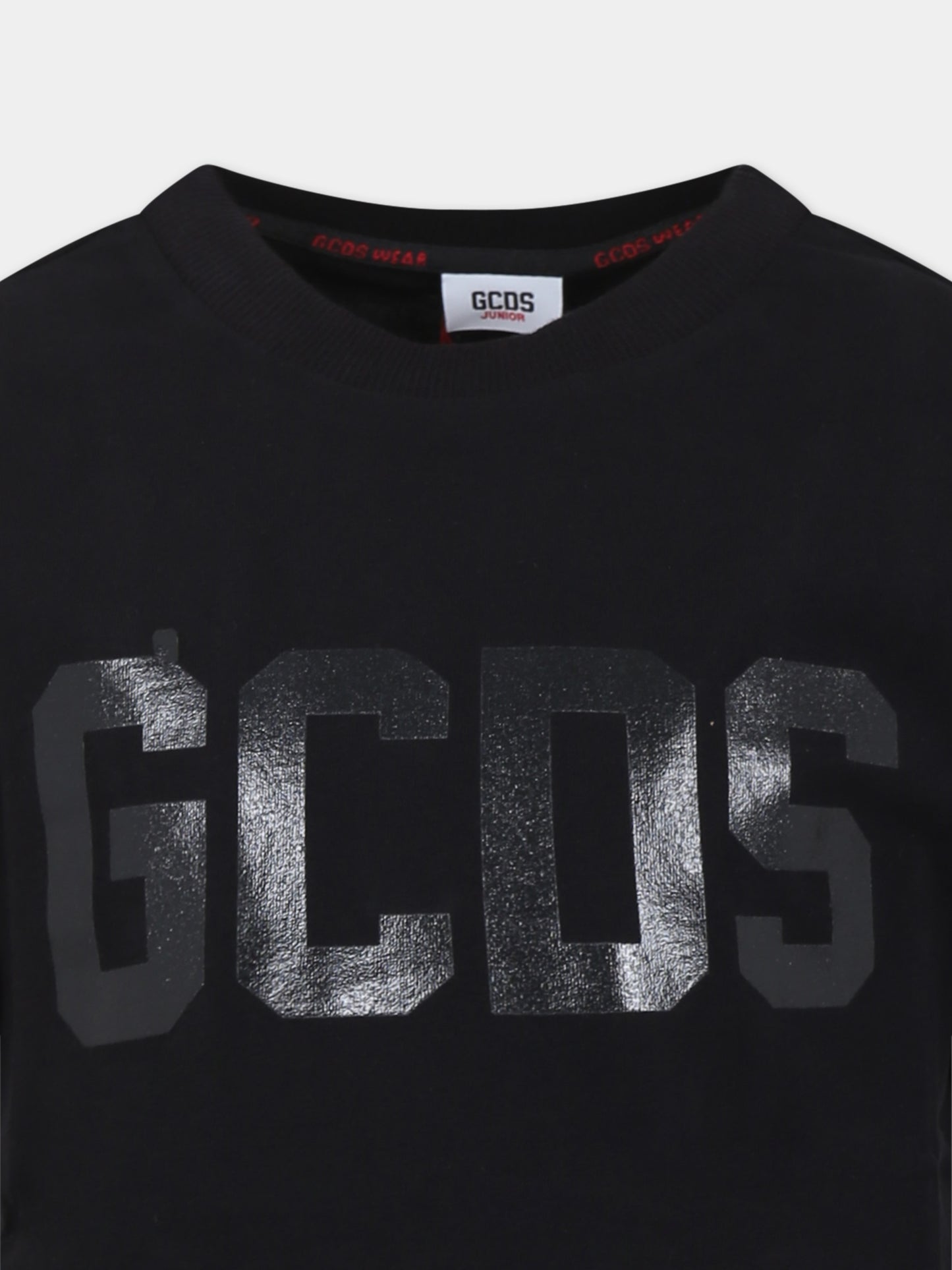 T-shirt nera per bambini con logo,Gcds Kids,DSM00I LAA01 60100