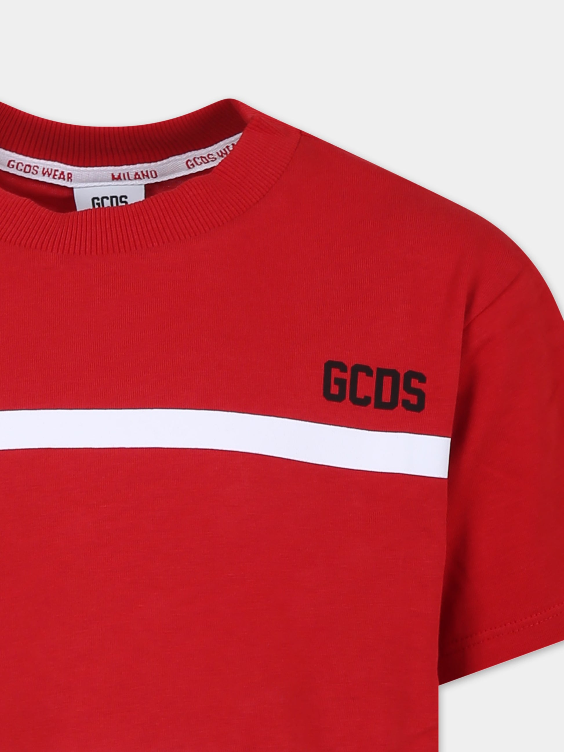 T-shirt rossa per bambini con logo,Gcds Kids,DRM00I LAA24 50975