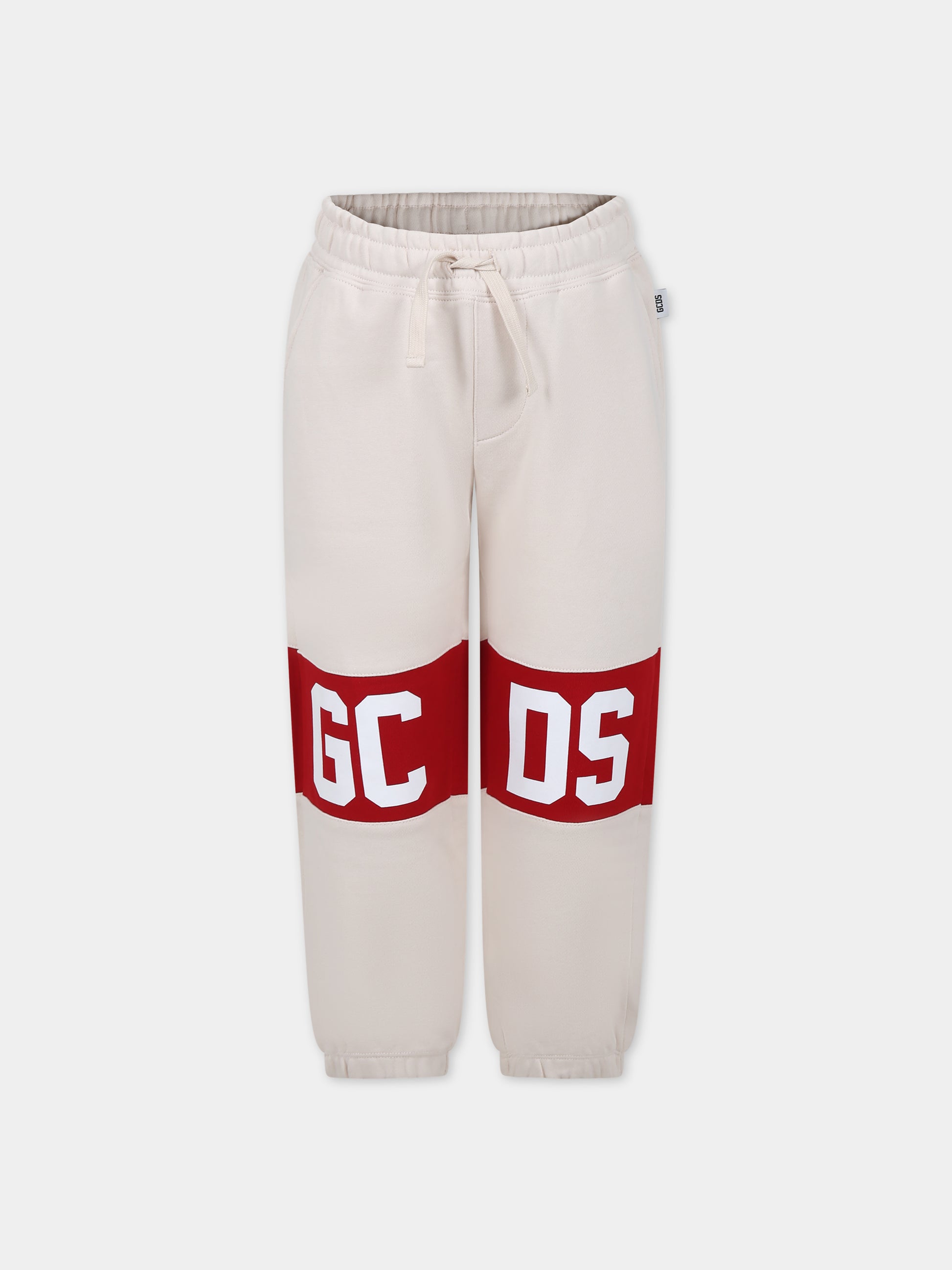 Pantaloni beige per bambini con logo,Gcds Kids,DOP003 LCA44 20325