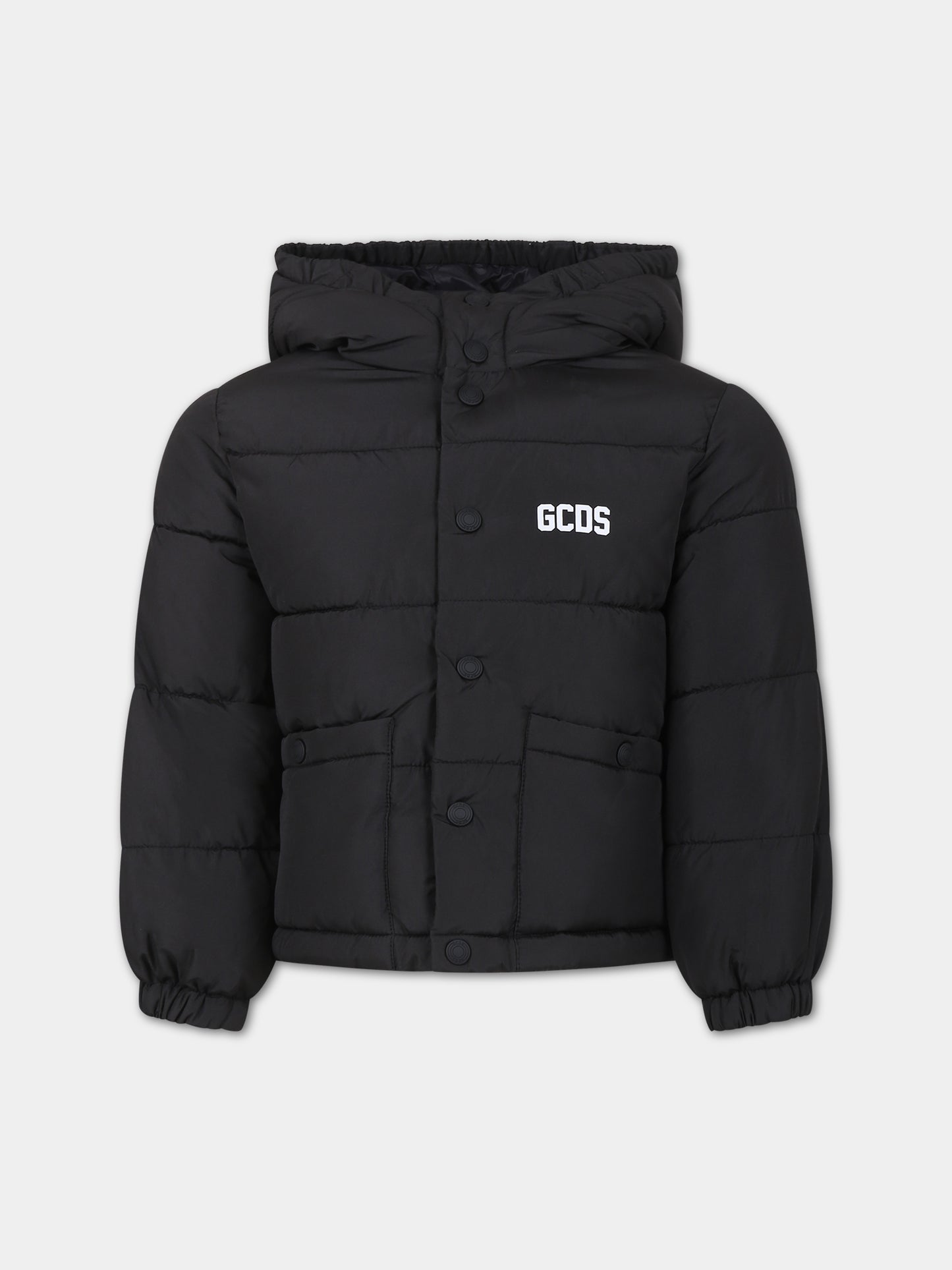 Piumino nero per bambini con logo,Gcds Kids,DUS00E L3A53 60100