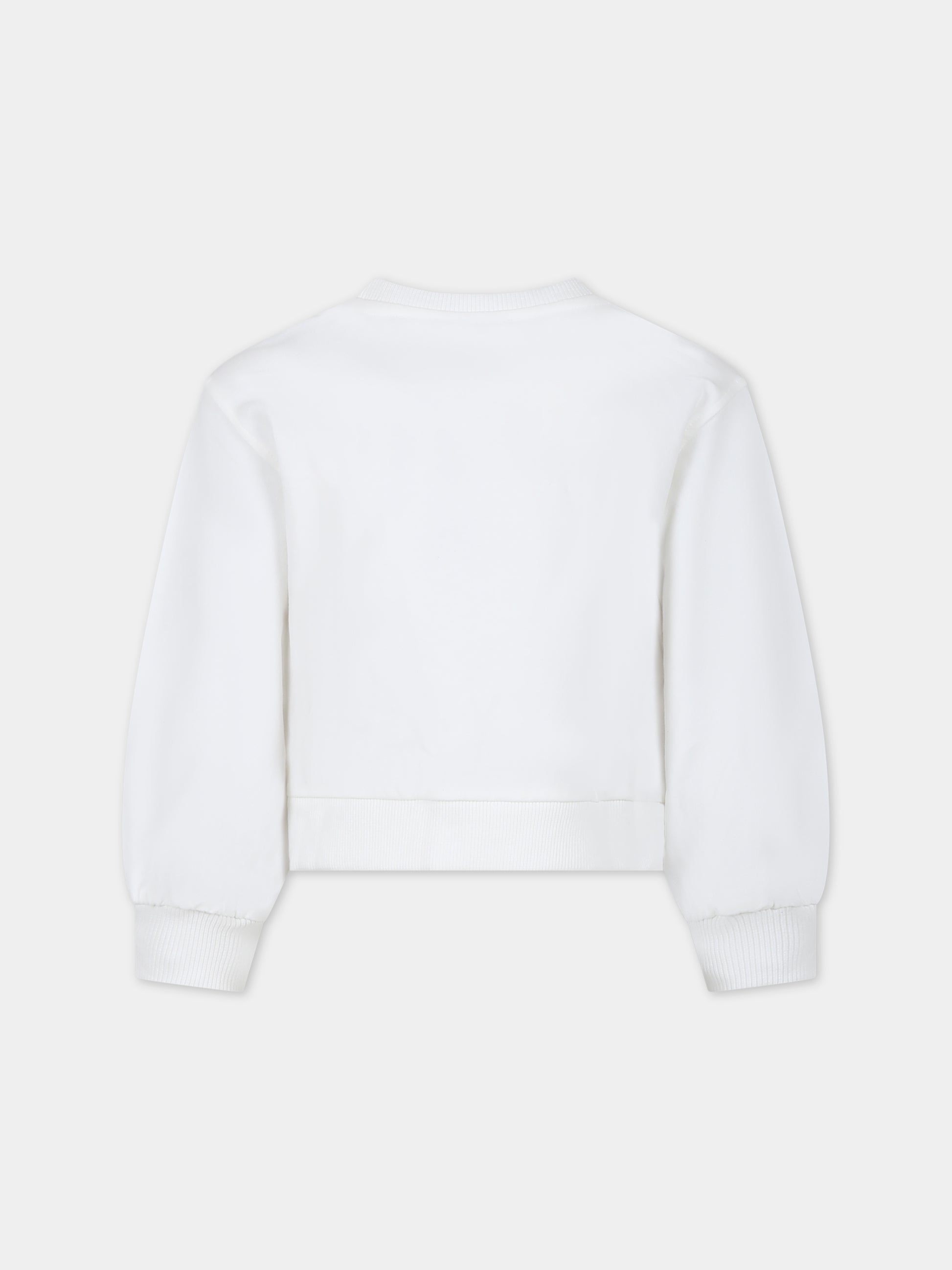 Felpa bianca per bambina con Teddy Bear e cuore,Moschino Kids,HDF05E LDA14 10063