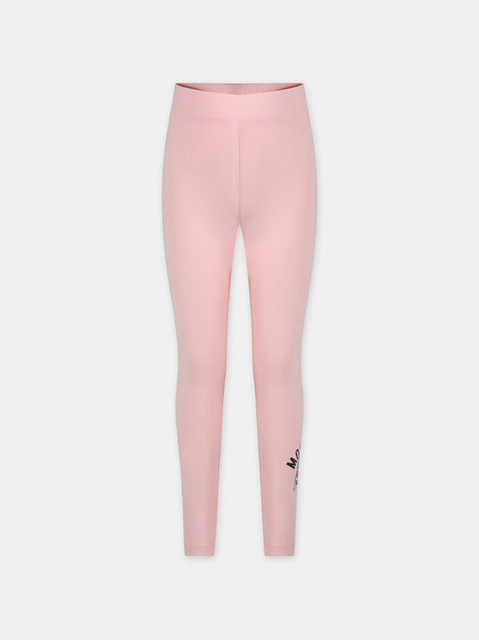 Leggins rosa per bambina con teddy bear,Moschino Kids,HDP05H LBA37 50209
