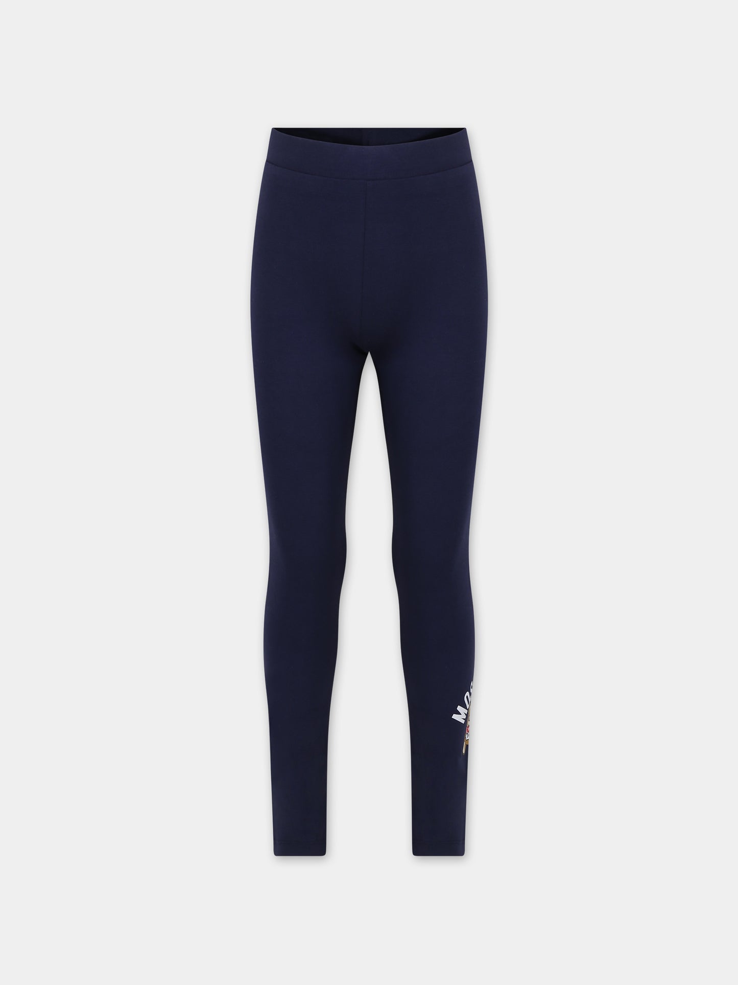 Leggins blu per bambina con teddy bear,Moschino Kids,HDP05H LBA37 40016