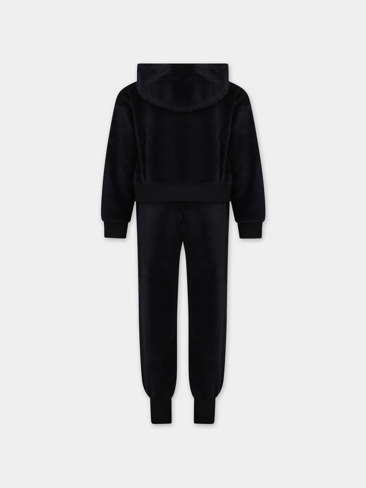 Completo nero per bambina con smile e logo,Moschino Kids,HMK03C LCA61 60100