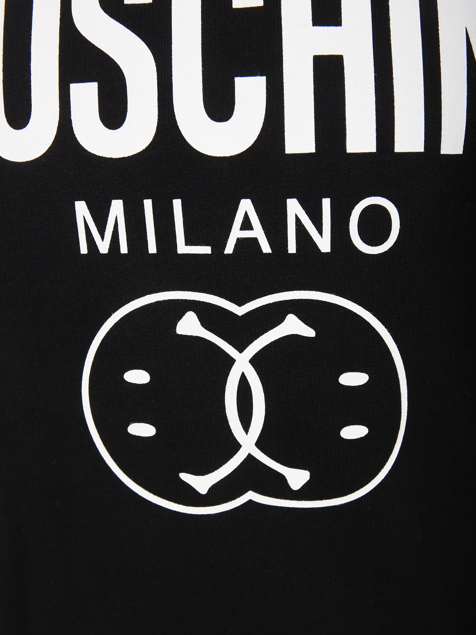 Completo nero per bambina con smile e logo,Moschino Kids,HMK03C LCA61 60100