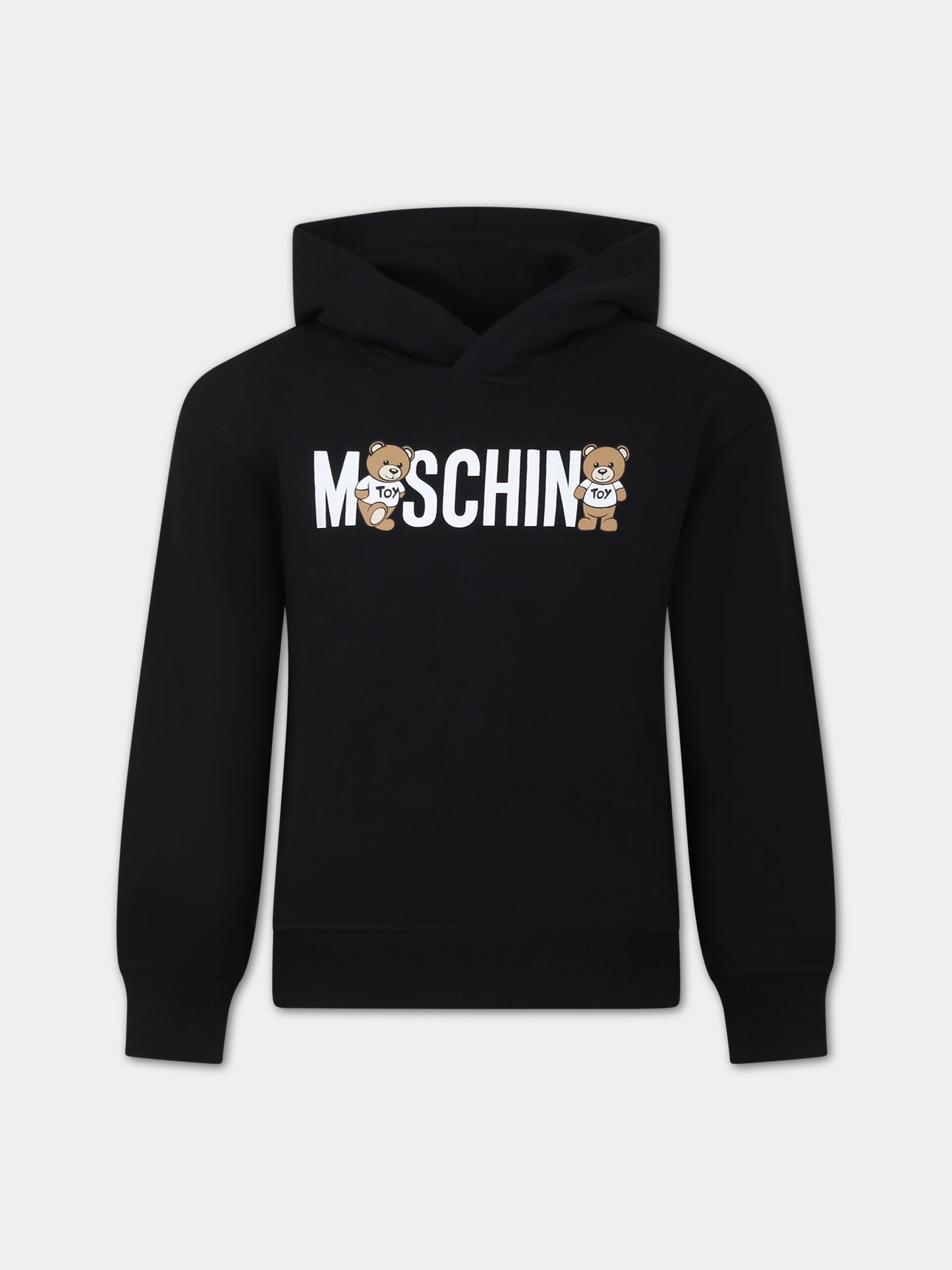 Felpa nera per bambino con Teddy Bears e logo,Moschino Kids,HUF07I LCA58 60100