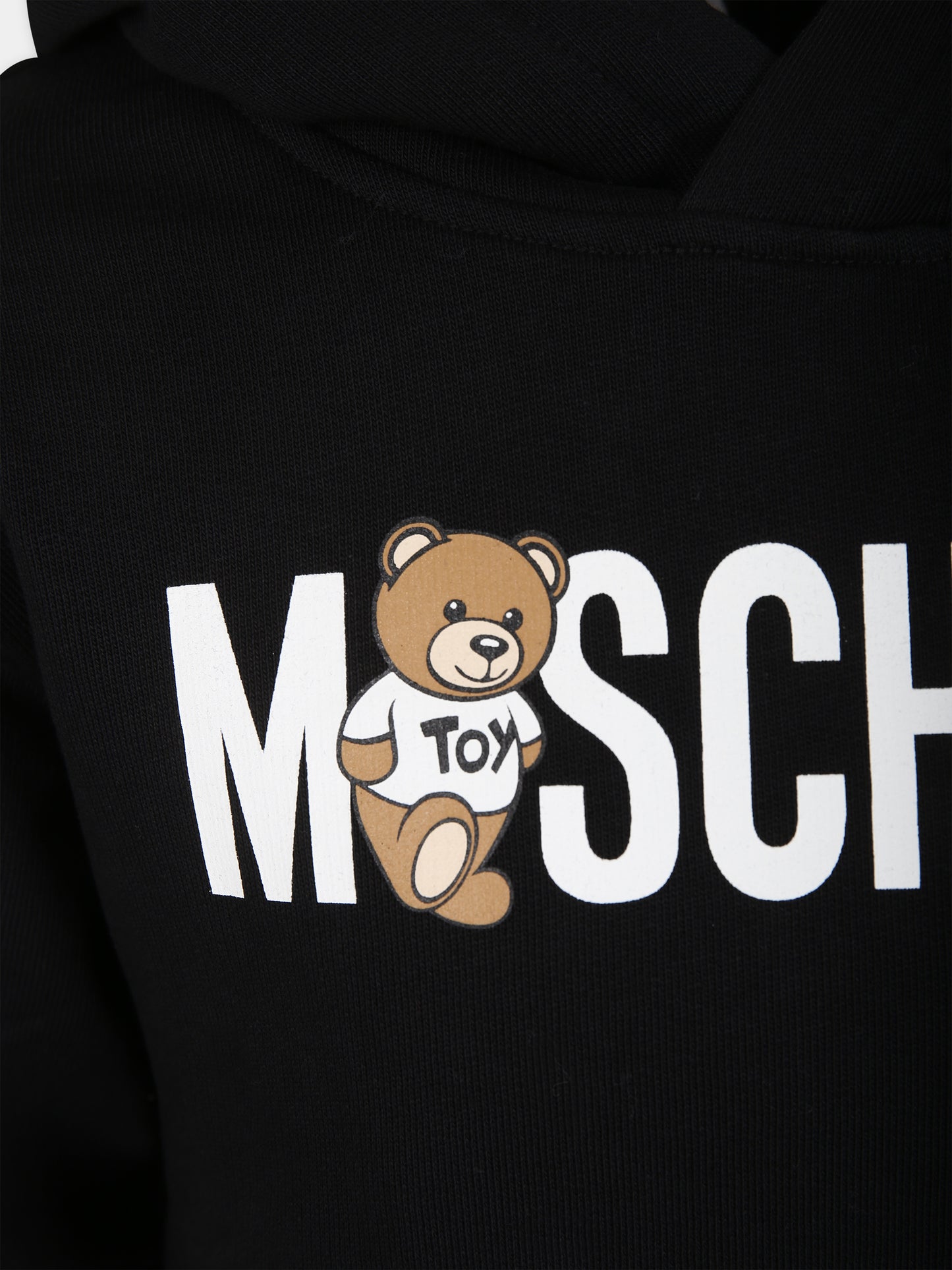 Felpa nera per bambino con Teddy Bears e logo,Moschino Kids,HUF07I LCA58 60100