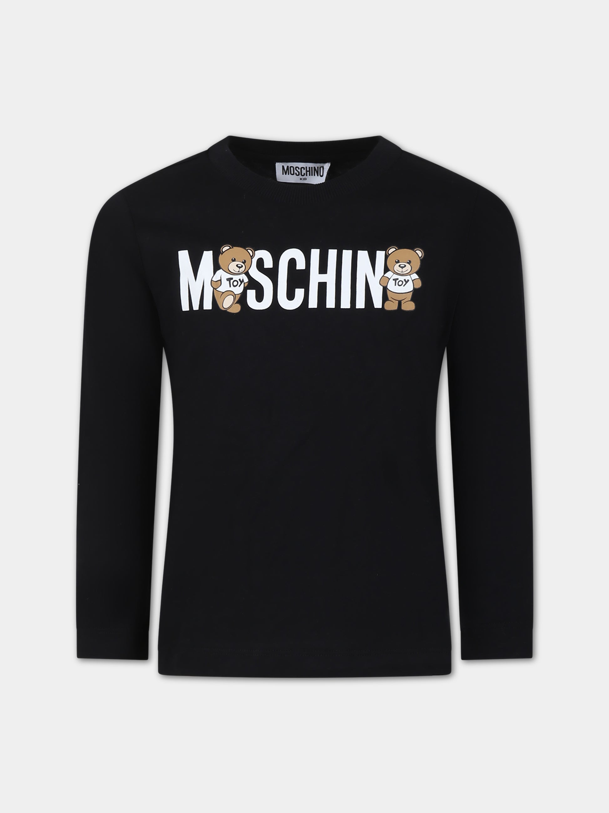 T-shirt nera  per bambina con Teddy Bears,Moschino Kids,HUO00R LAA20 60100