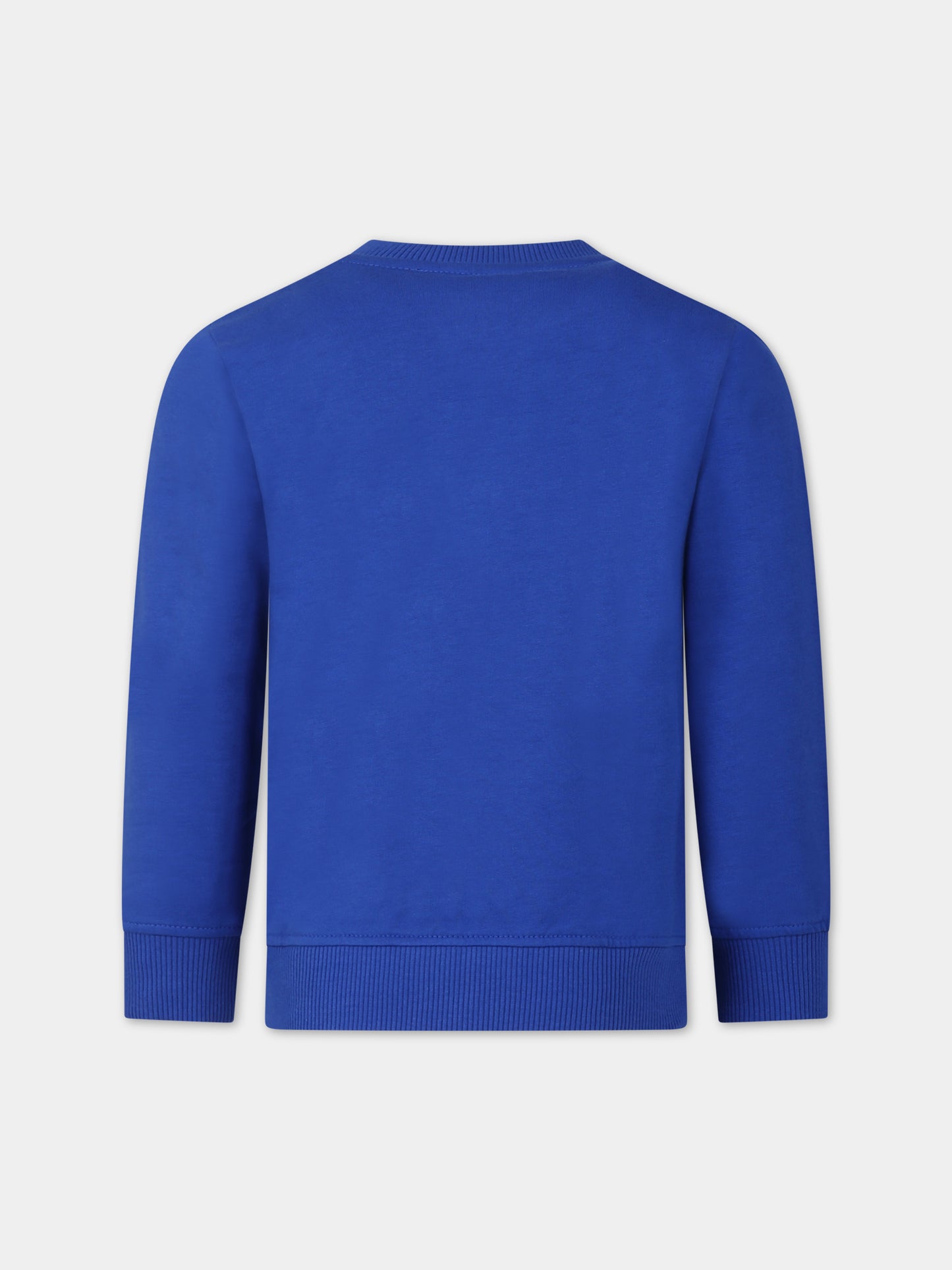 Felpa blu per bambini con logo,Moschino Kids,HWF05R LCA40 40457