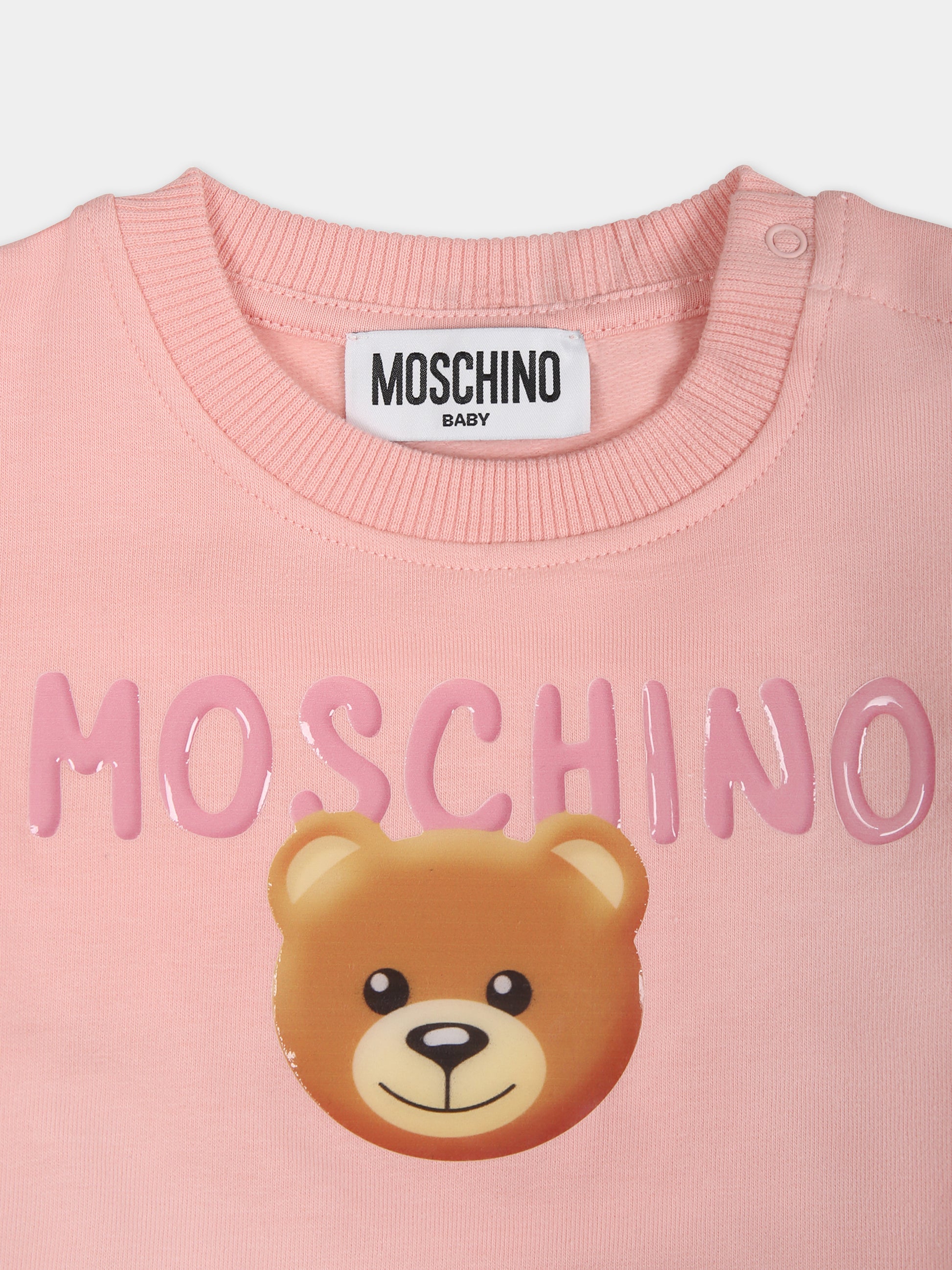 Completo rosa per neonata con teddy bear,Moschino Kids,MMK039 LDA17 50209