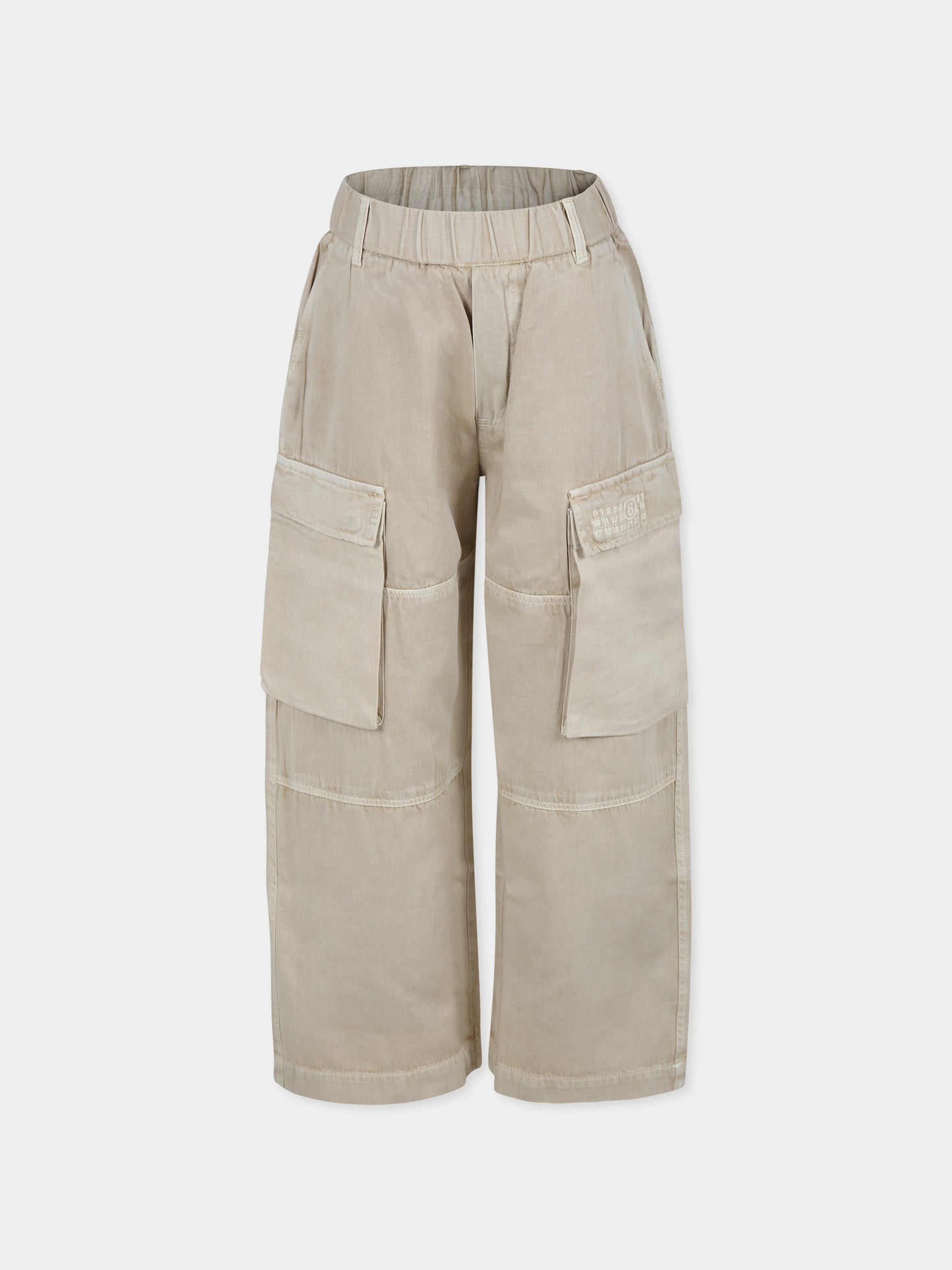 Pantaloni beige per bambini con logo,Mm6 Maison Margiela,M60696 MM067 MM6P149U M6705