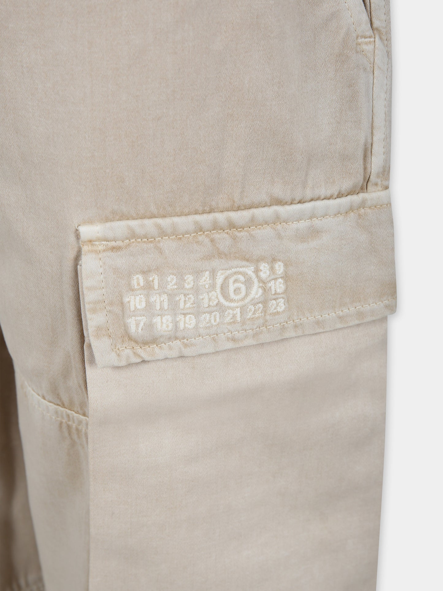 Pantaloni beige per bambini con logo,Mm6 Maison Margiela,M60696 MM067 MM6P149U M6705