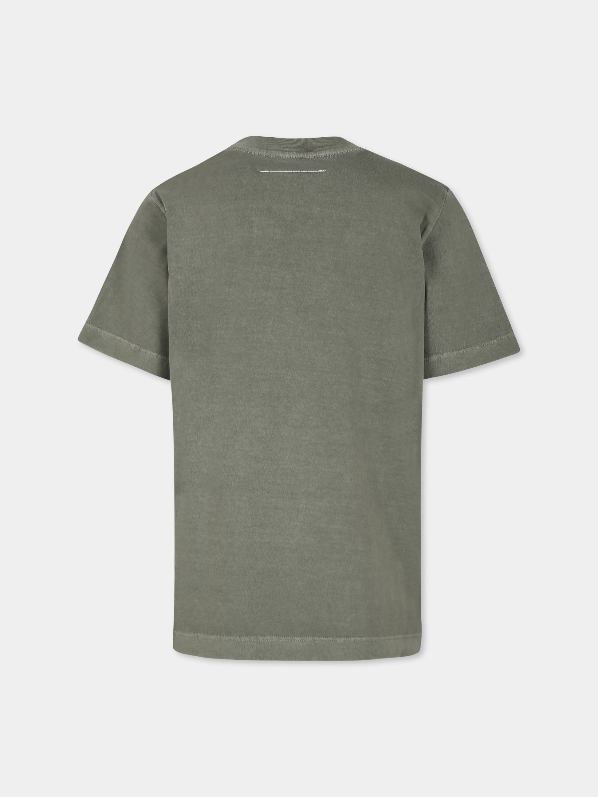 T-shirt verde per bambini con logo,Mm6 Maison Margiela,M60671 MM04A MM6T104U M6505