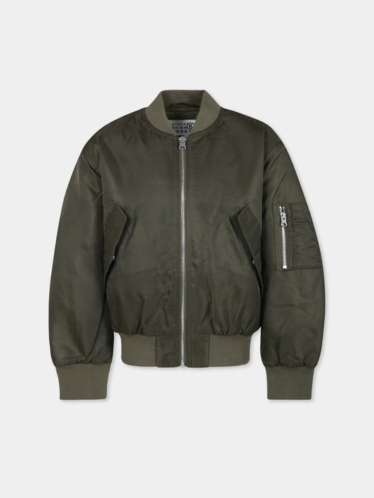 Bomber verde per bambini con logo,Mm6 Maison Margiela,M60612 MM03B MM6J81U M6512