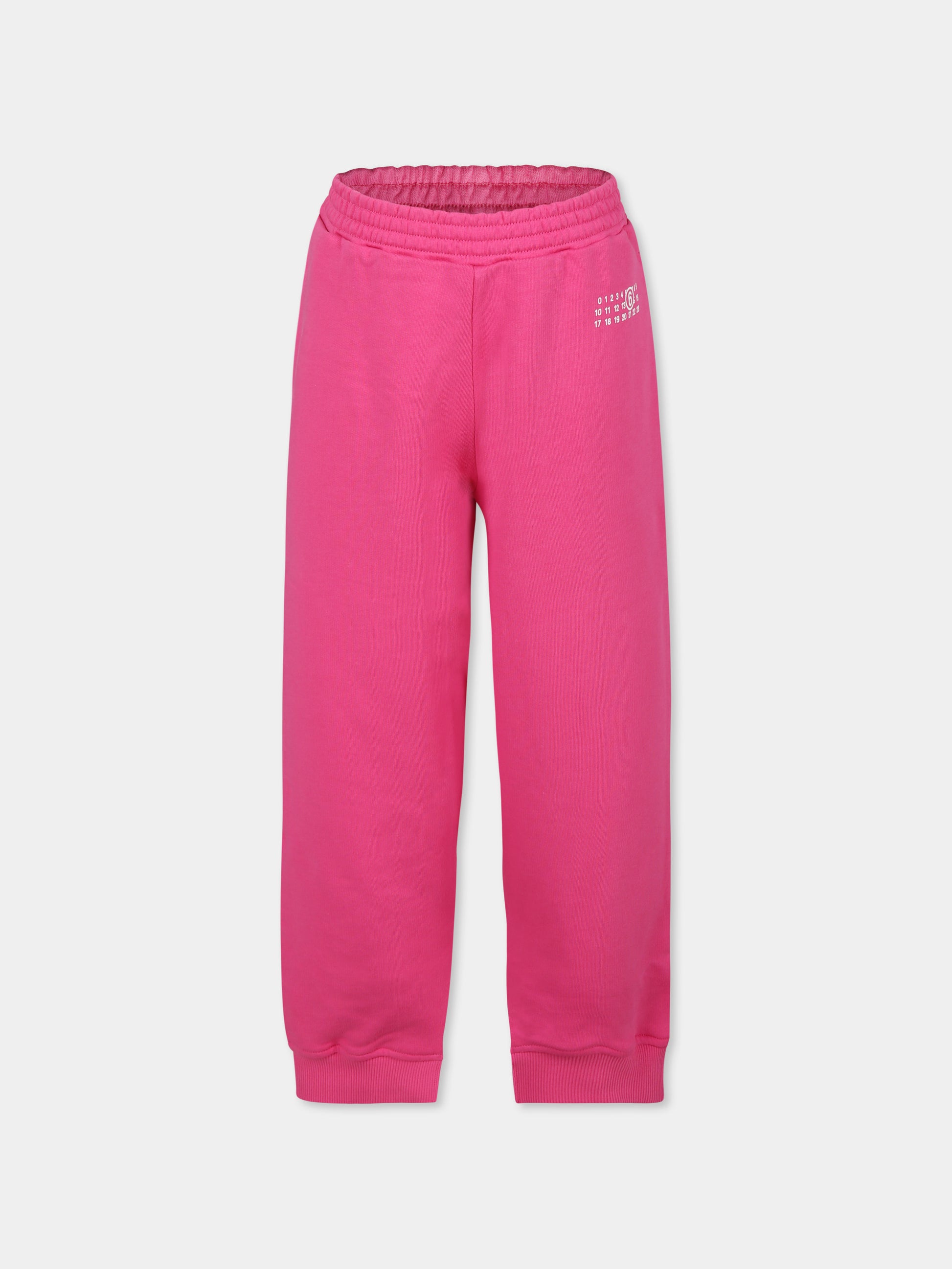 Pantaloni fucsia per bambina con logo,Mm6 Maison Margiela,M60693 MM04H MM6P146U M6307