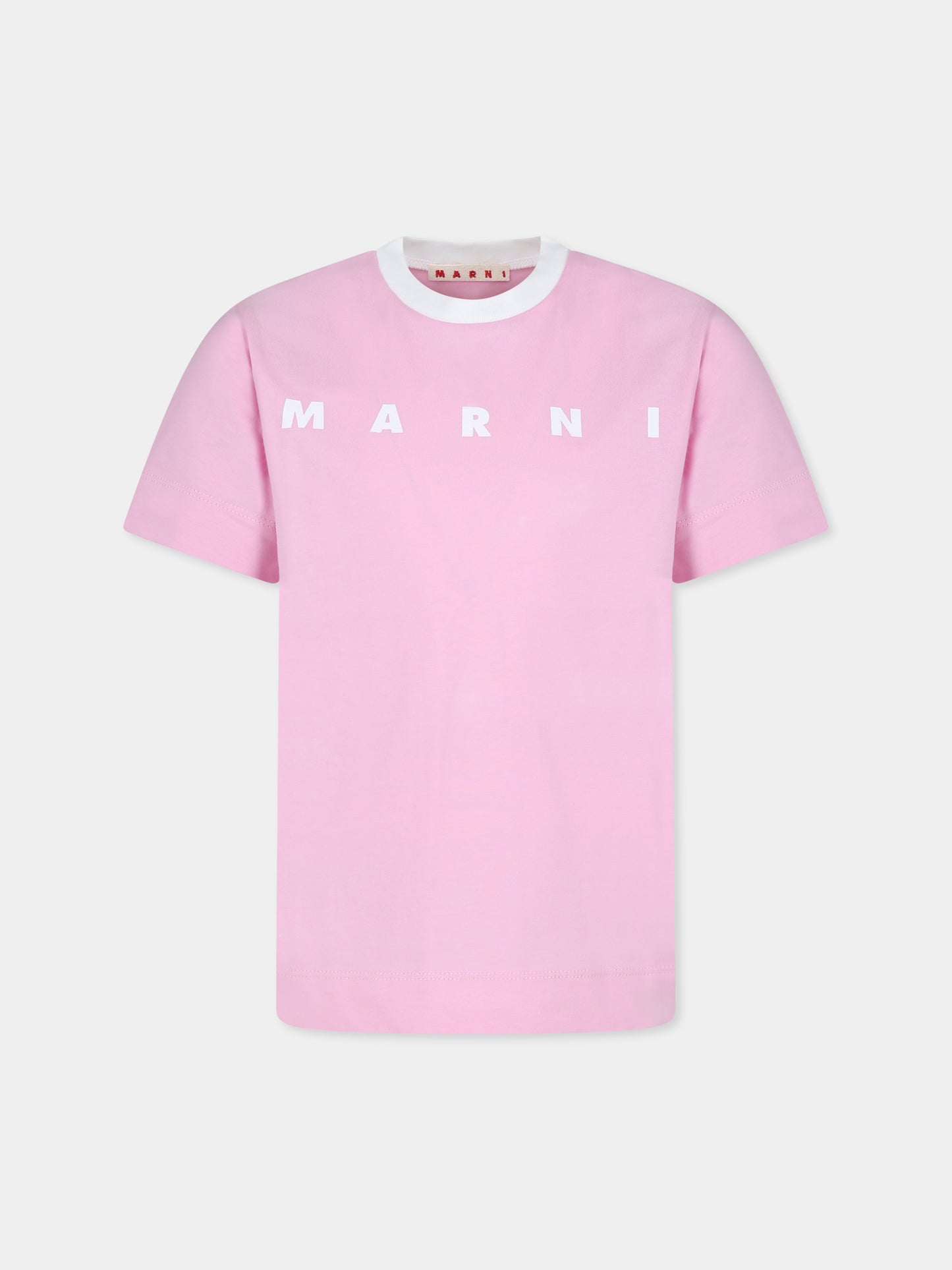 T-shirt rosa per bambina con logo,Marni Kids,M01228 M00L9 MT178U 0M345