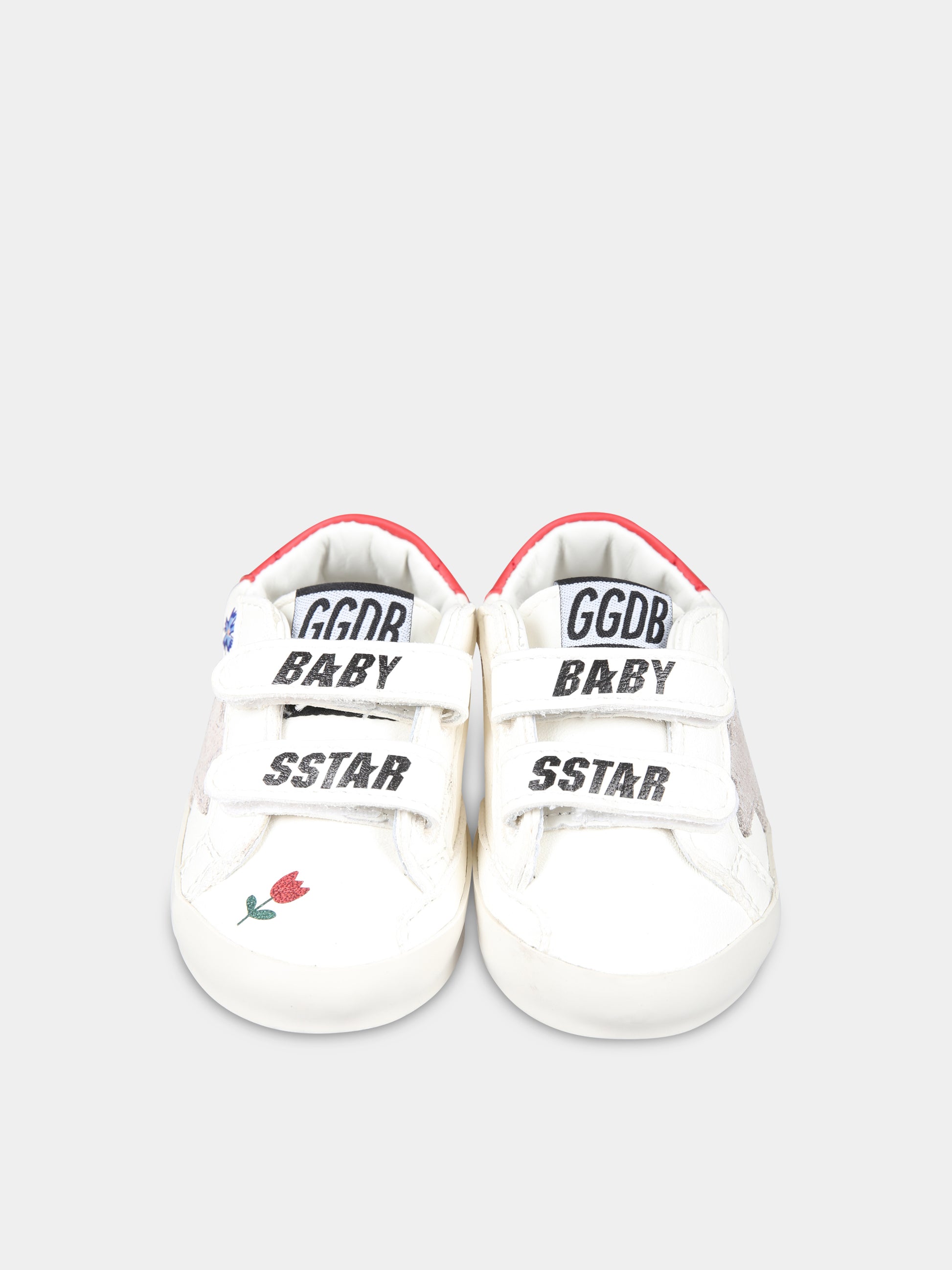 Sneakers Baby School bianche per neonata con stella e fiori,Golden Goose,GIF00166 F006233 10953