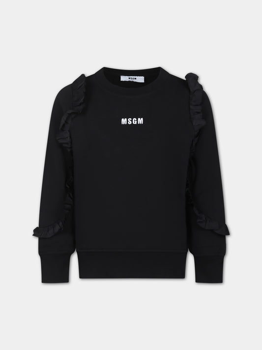 Felpa nera per bambina con logo,Msgm Kids,F3MSJGSW190 110