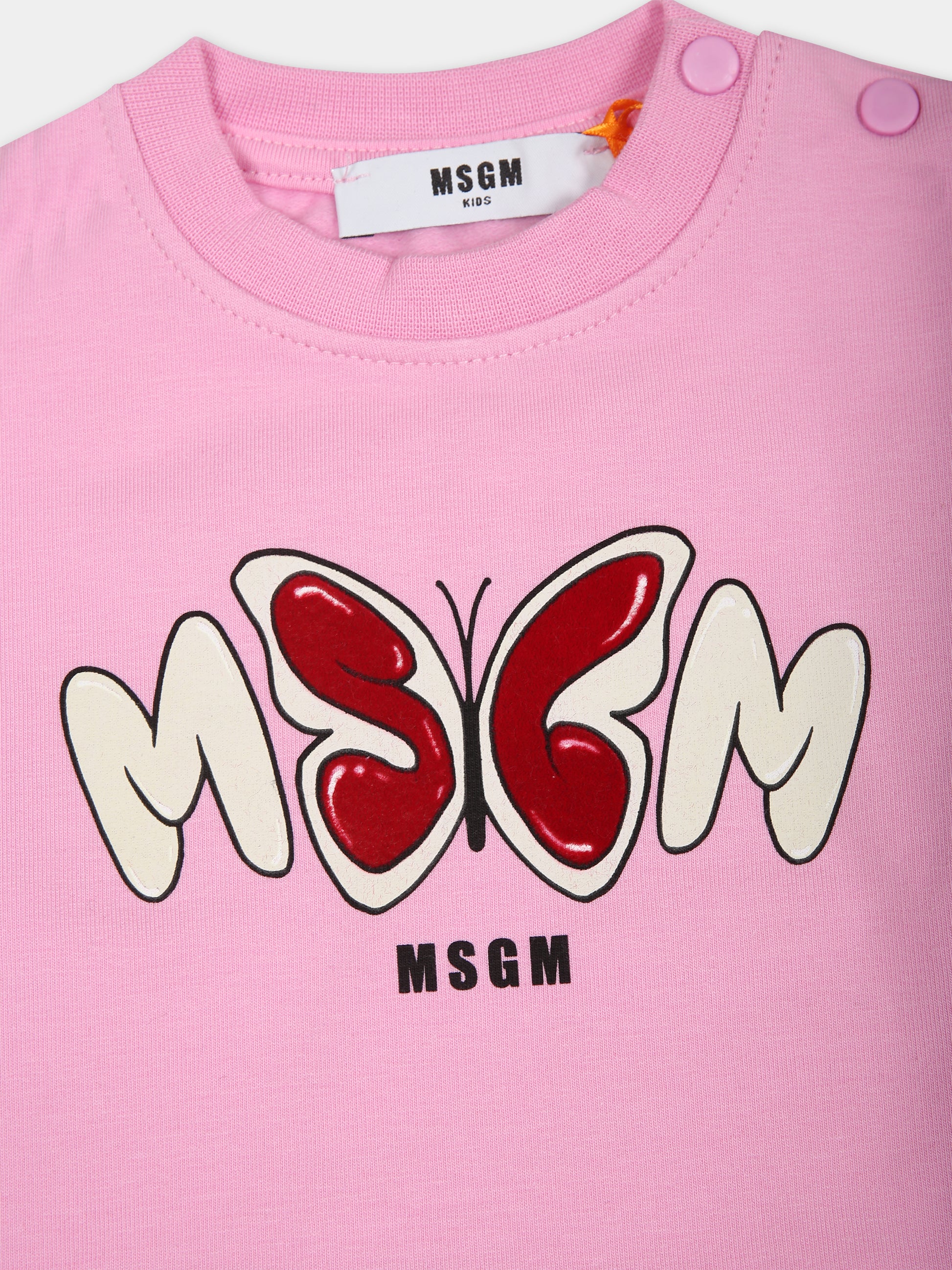 Completo rosa per neonata con logo,Msgm Kids,F3MSNGTP221 042