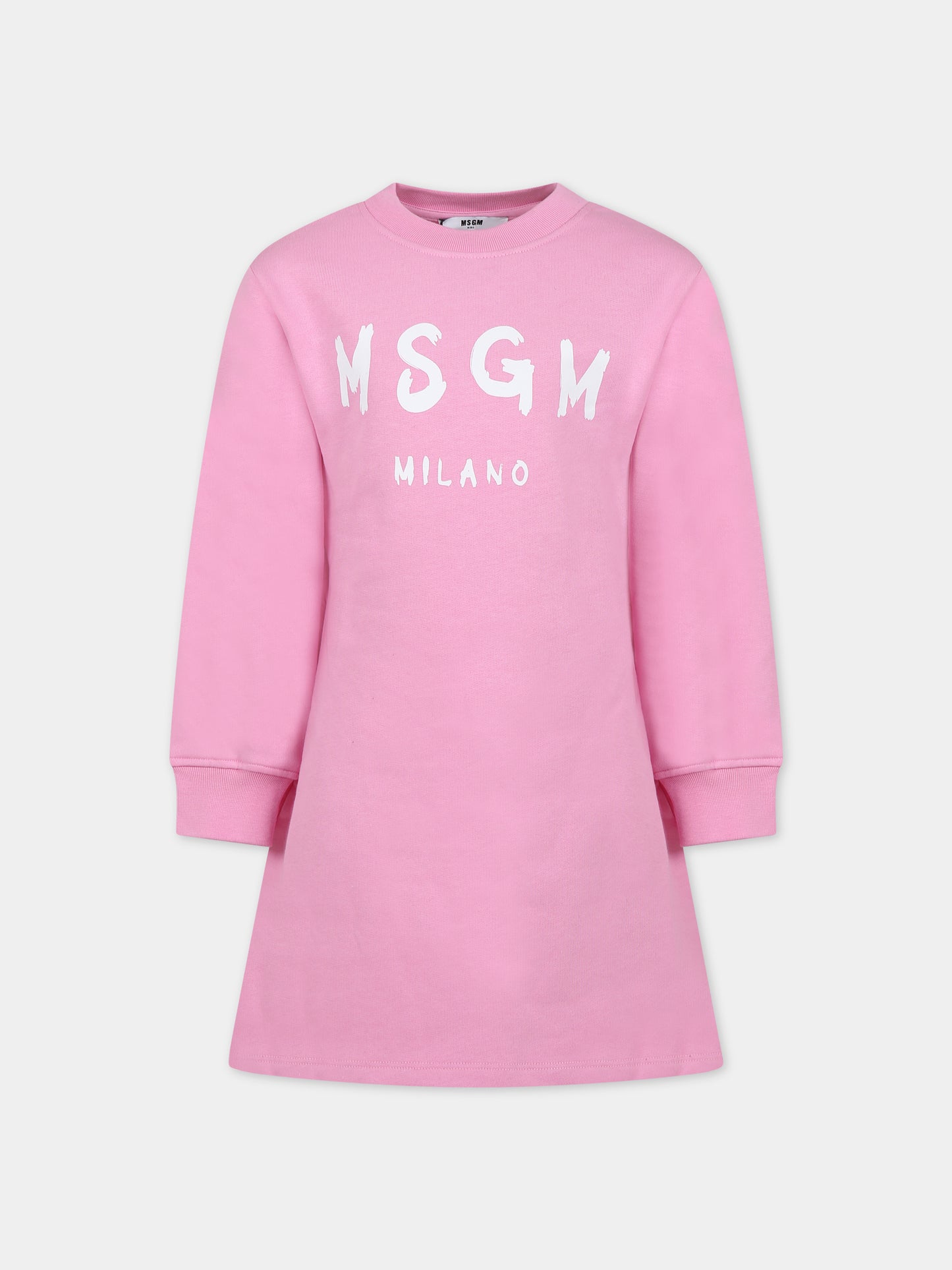 Vestito rosa per bambina con logo,Msgm Kids,F3MSJGDR031 042