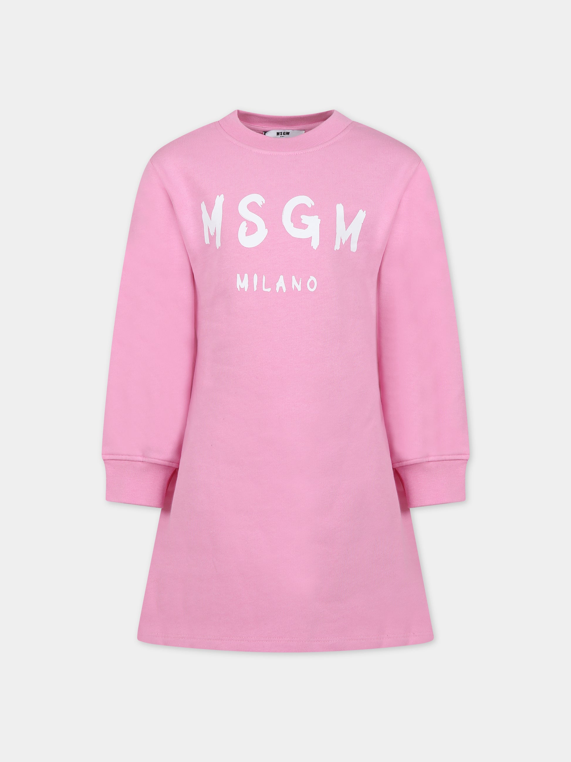 Vestito rosa per bambina con logo,Msgm Kids,F3MSJGDR031 042