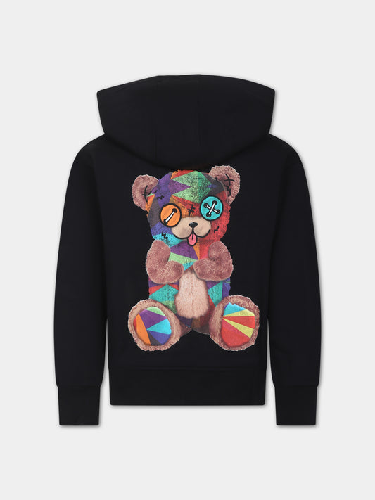 Felpa nera per bambini con logo e stampa,Barrow,F3BKJUHS024 110