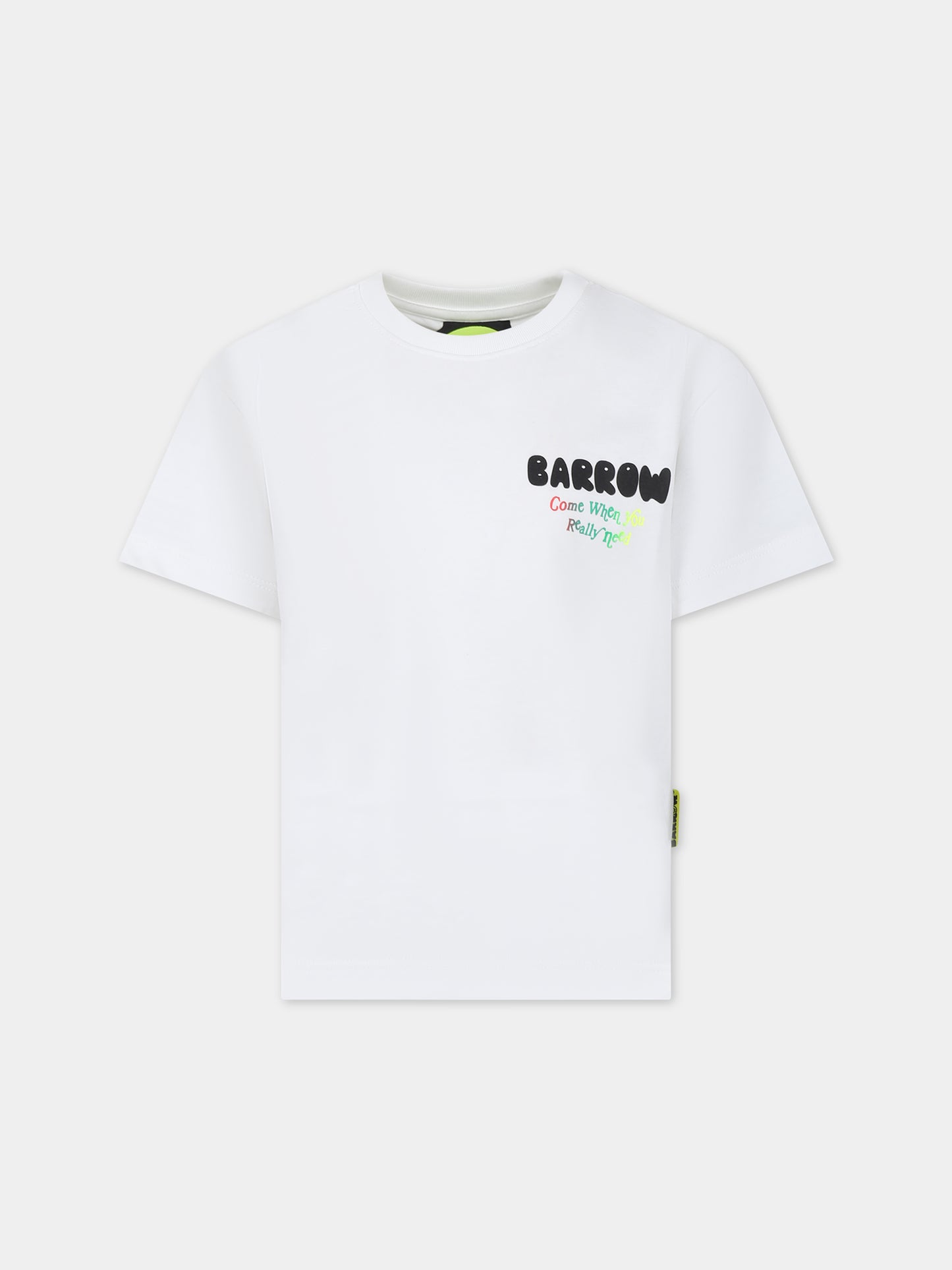 T-shirt bianca per bambini con logo,Barrow,F3BKJUTH013 002