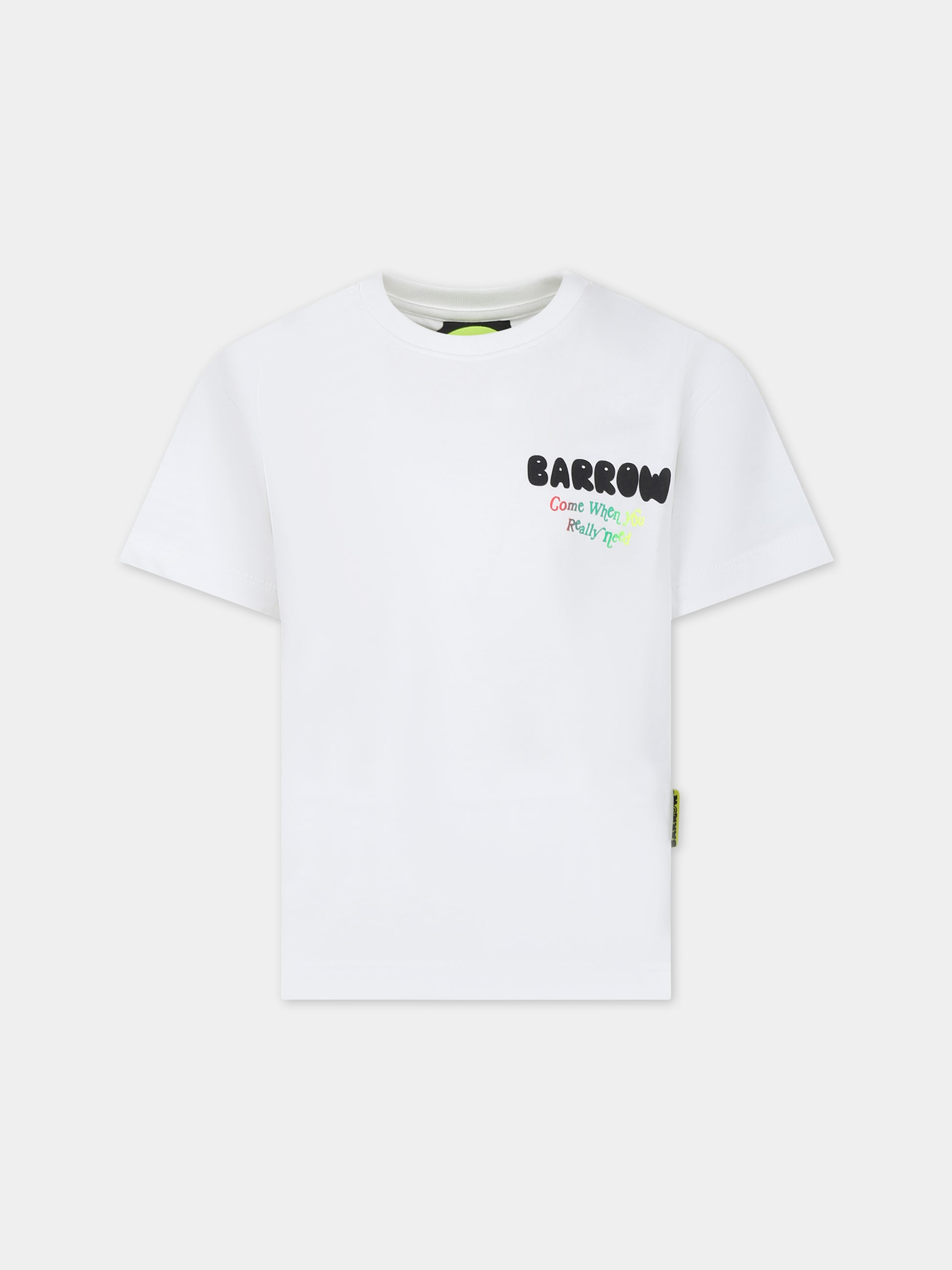 T-shirt bianca per bambini con logo,Barrow,F3BKJUTH013 002