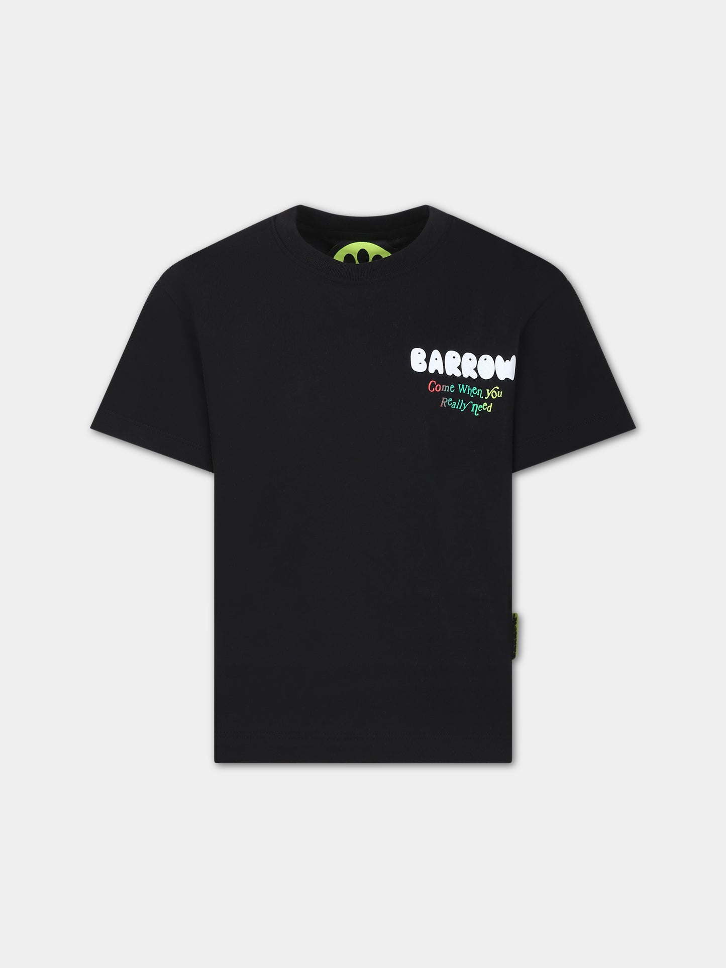 T-shirt nera per bambini con logo,Barrow,F3BKJUTH013 110