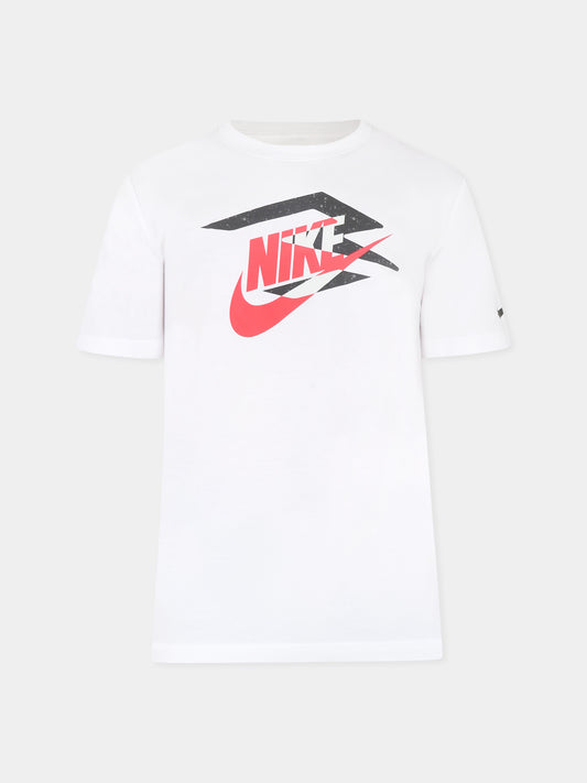 T-shirt bianca per bambino con loghi