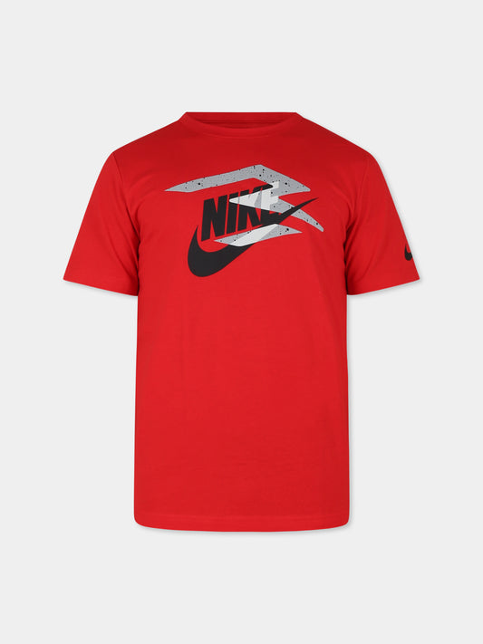 T-shirt rossa per bambino con loghi,Nike,0714 U10 UNIVERSITY RED