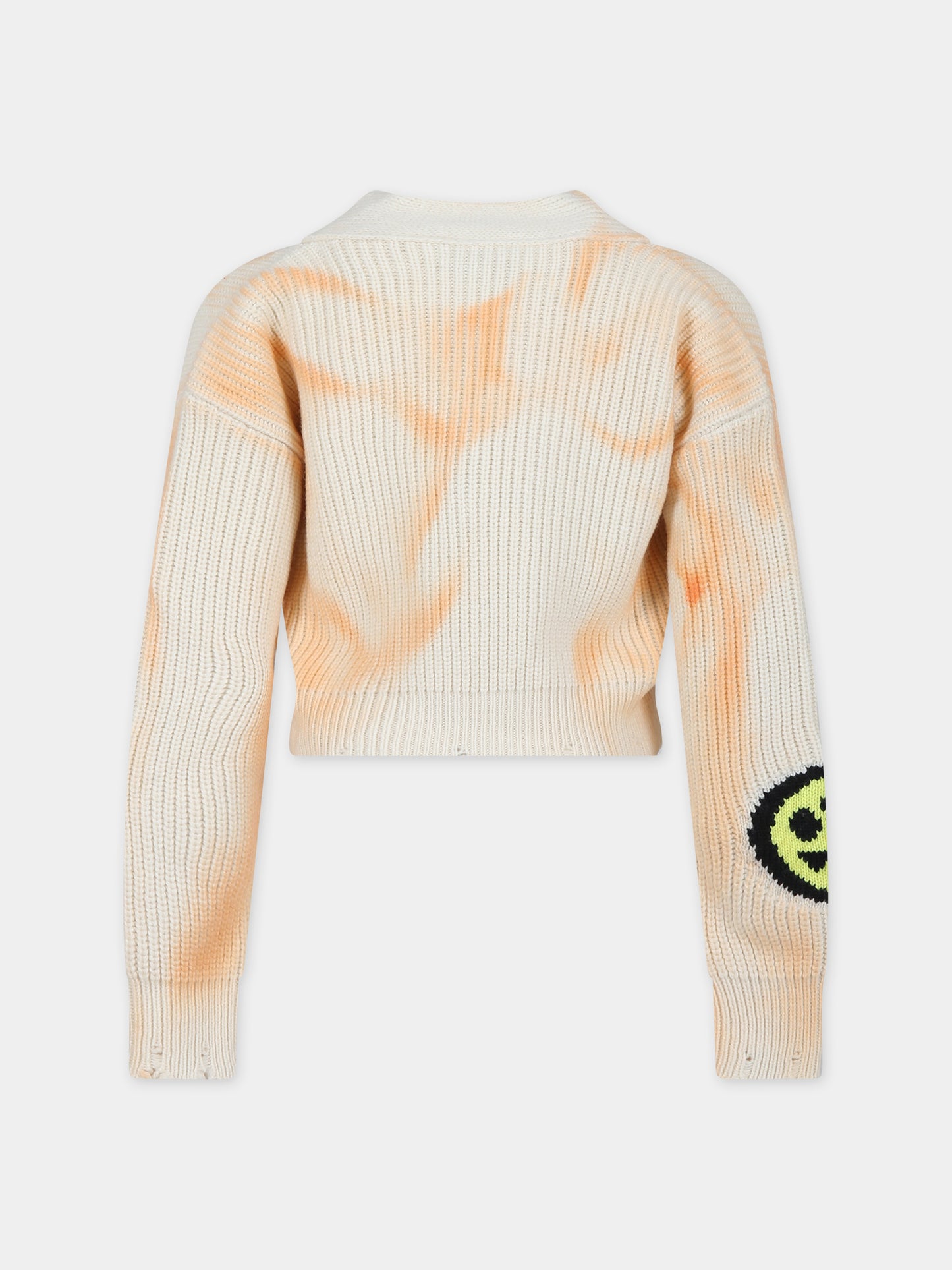 Cardigan avorio per bambina con logo e smile,Barrow,F3BKJGCA038 BW011